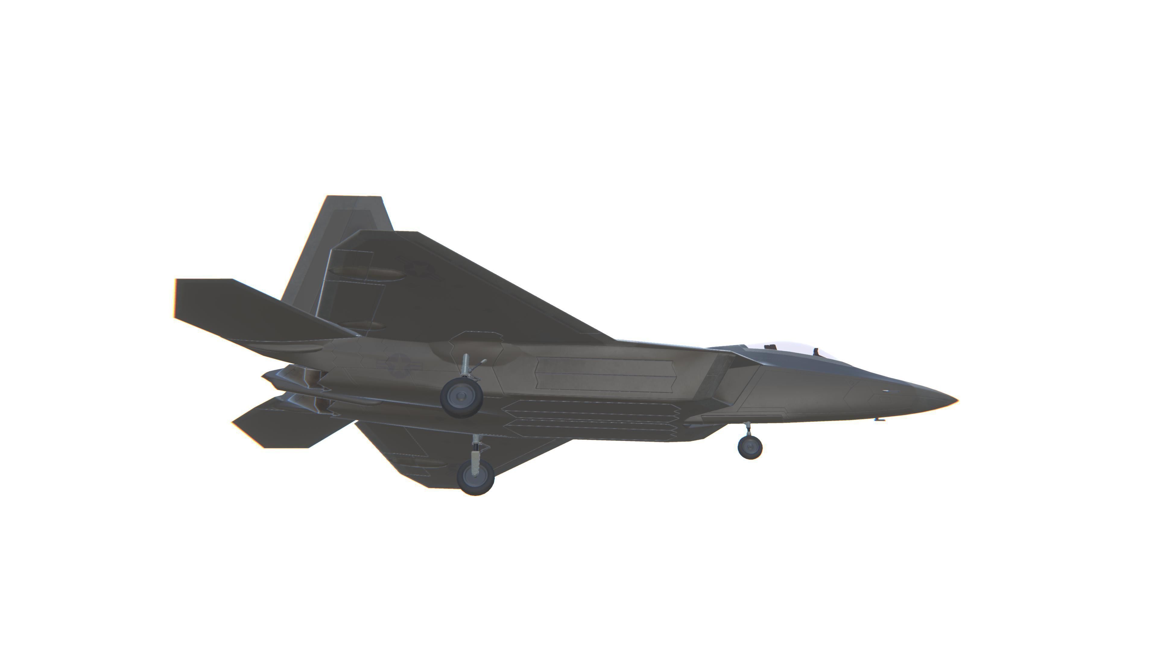 F-22 Raptor Jet Fighter Aircraft Low-poly 3D model_13