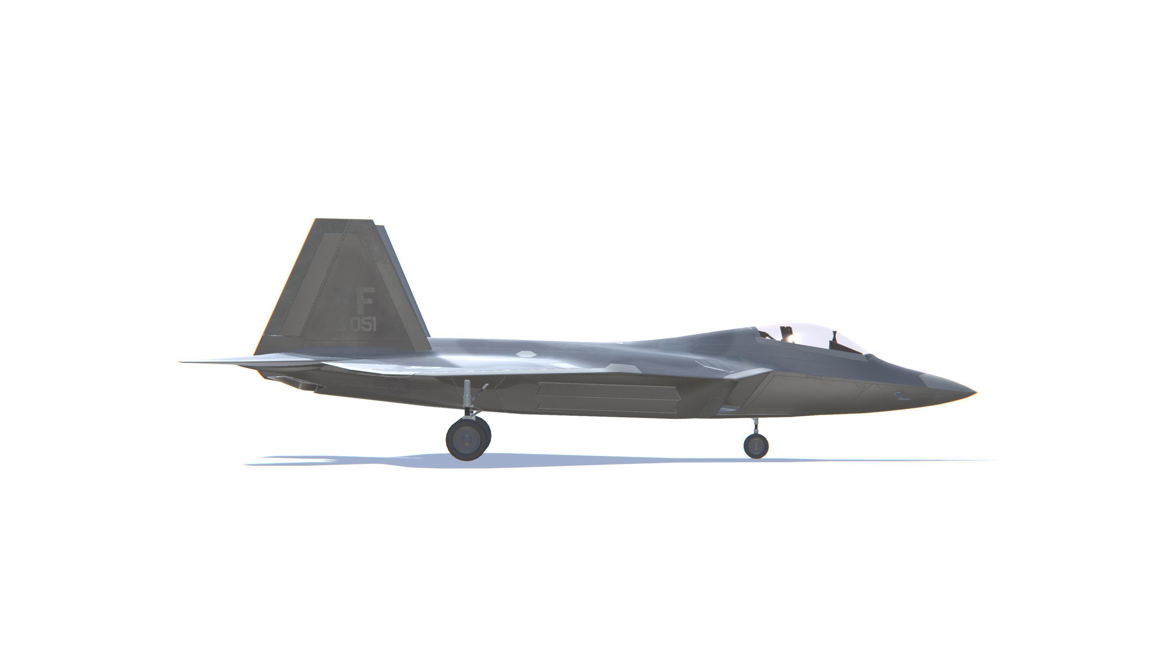 F-22 Raptor Jet Fighter Aircraft Low-poly 3D model_19