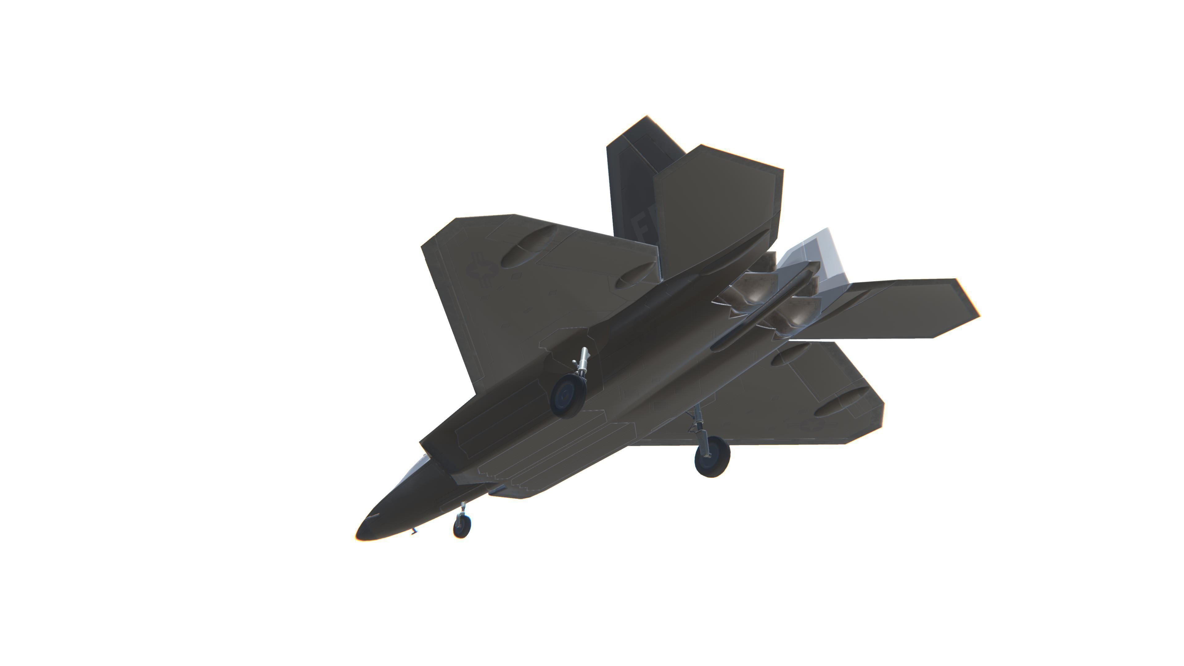 F-22 Raptor Jet Fighter Aircraft Low-poly 3D model_16