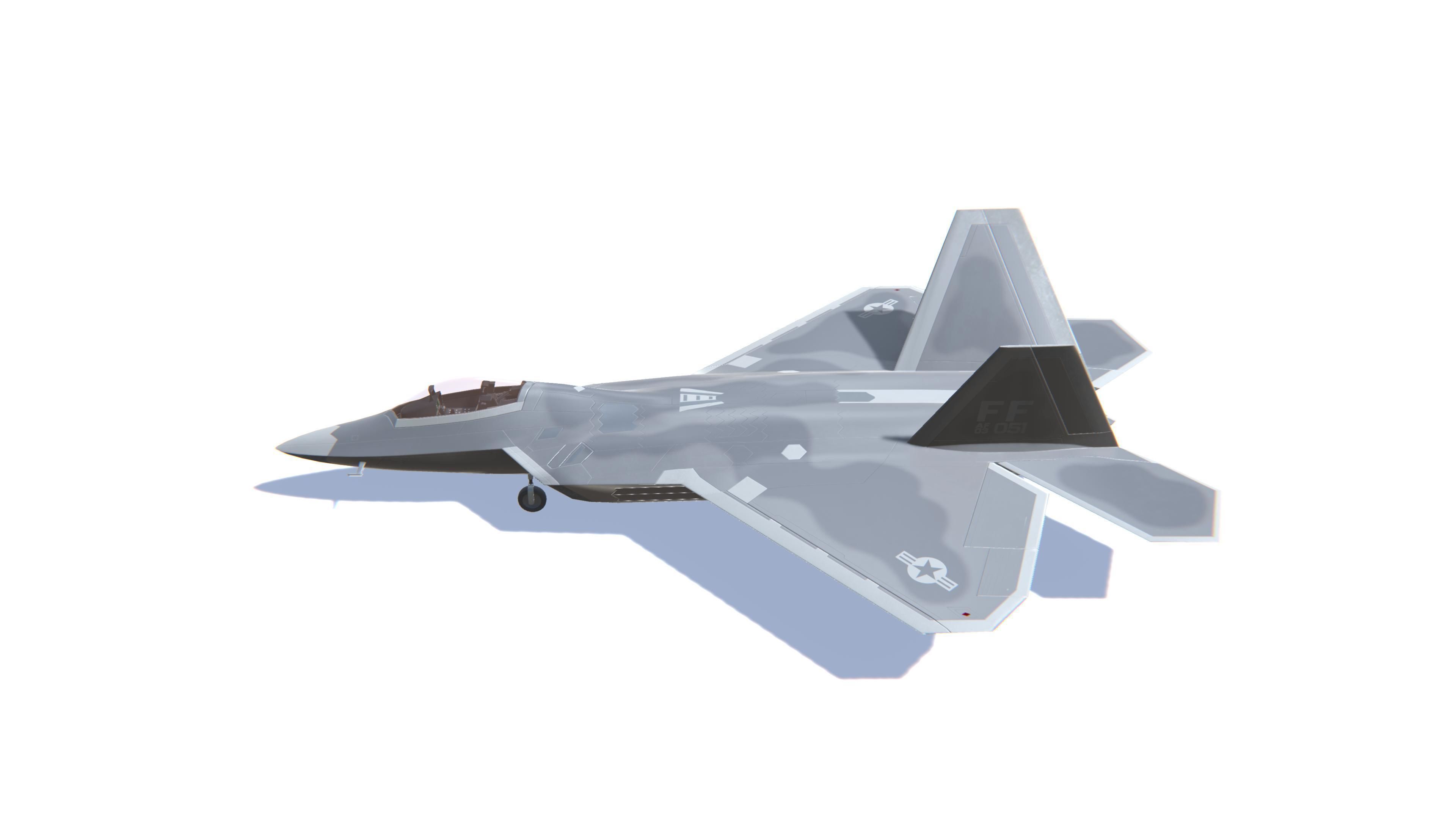 F-22 Raptor Jet Fighter Aircraft Low-poly 3D model_8
