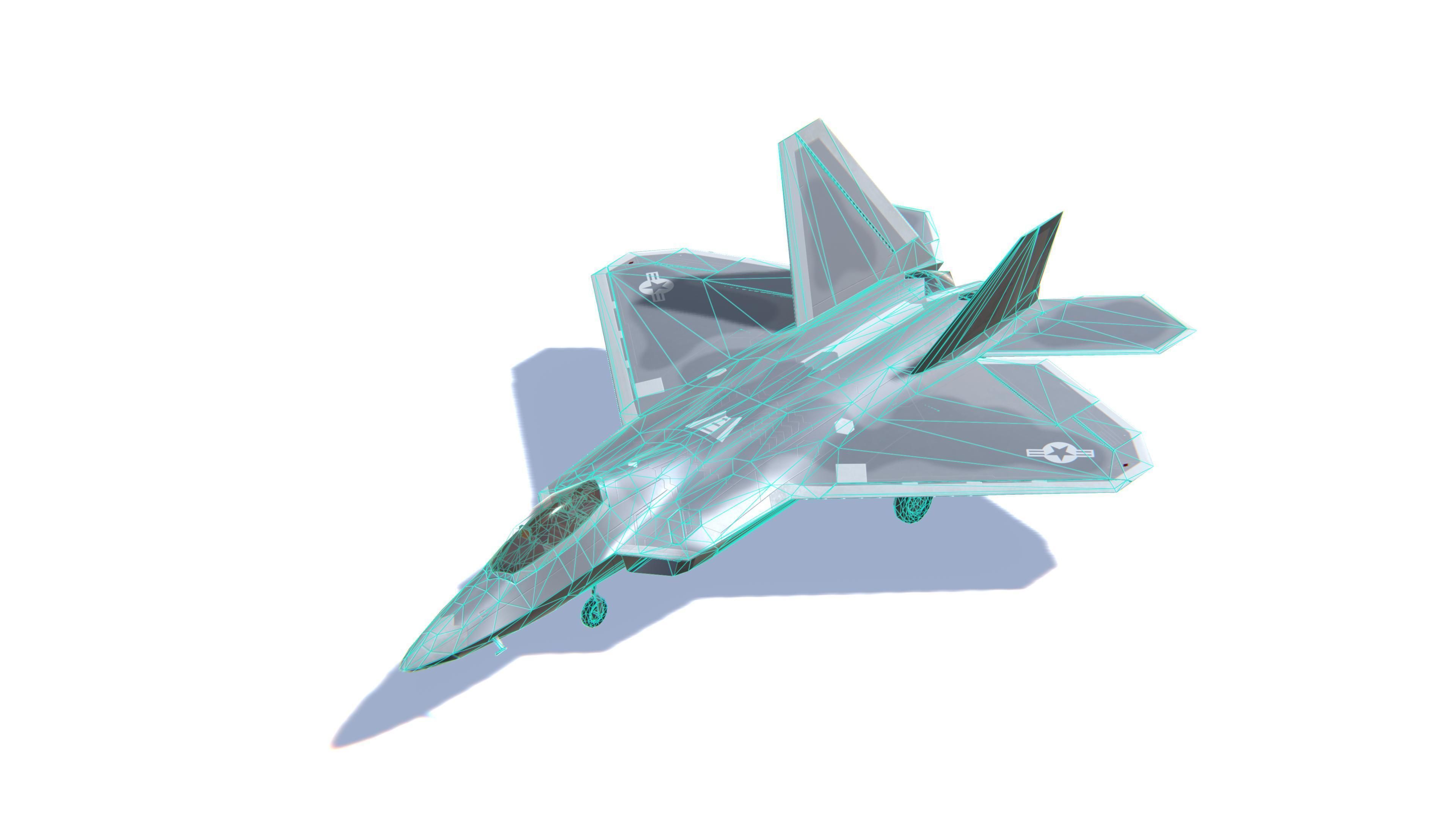 F-22 Raptor Jet Fighter Aircraft Low-poly 3D model_27