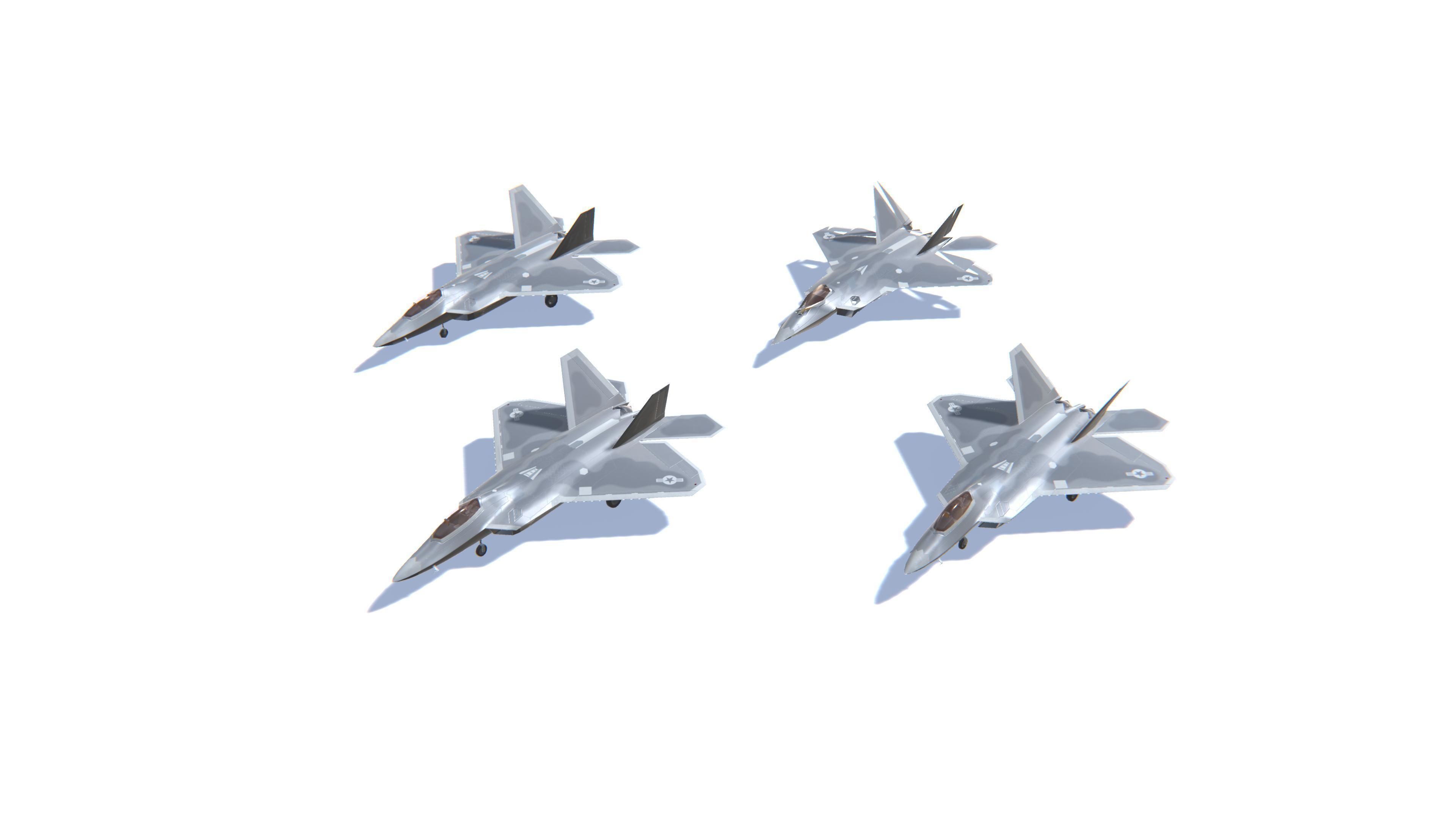 F-22 Raptor Jet Fighter Aircraft Low-poly 3D model_24