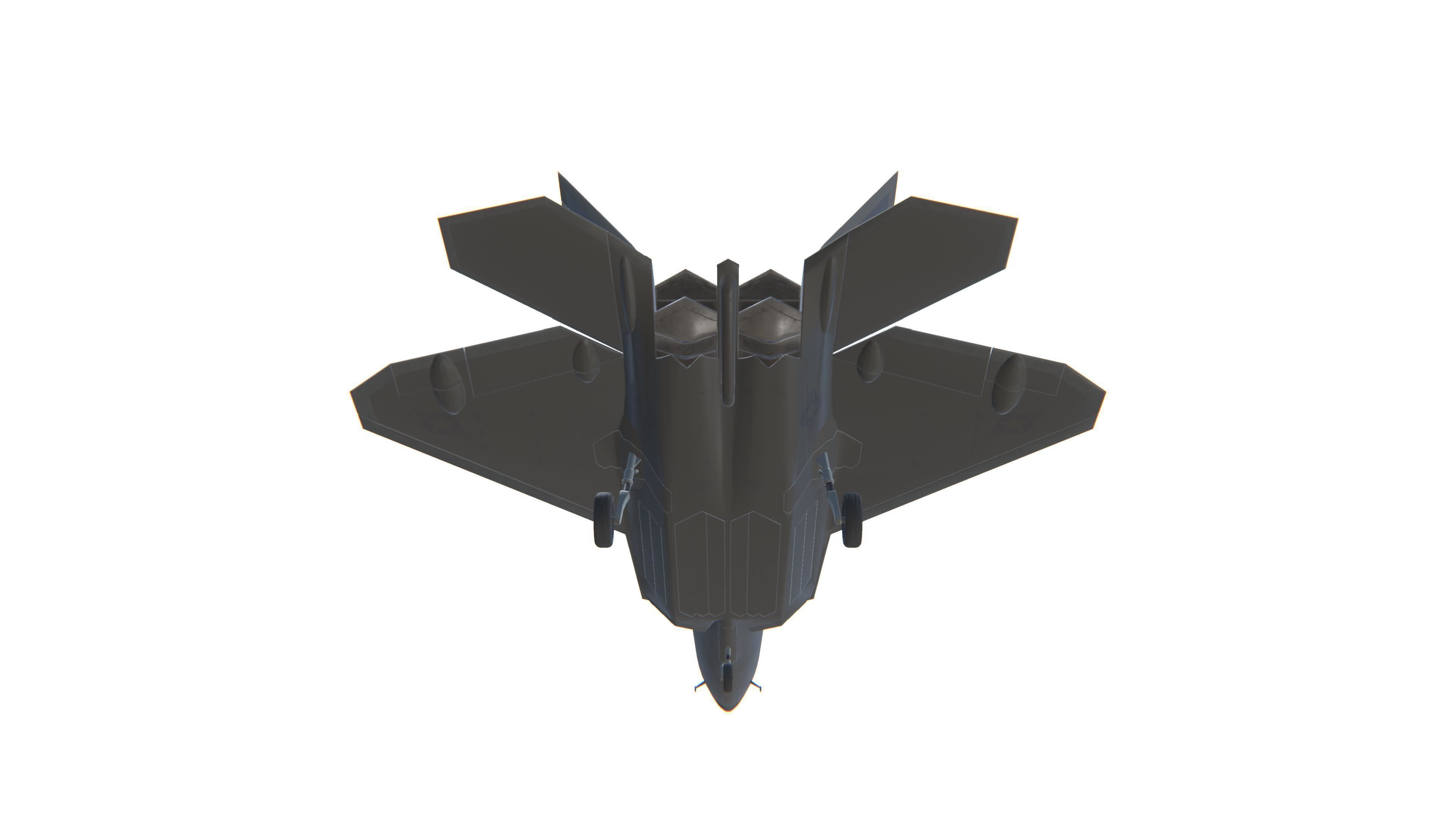 F-22 Raptor Jet Fighter Aircraft Low-poly 3D model_15