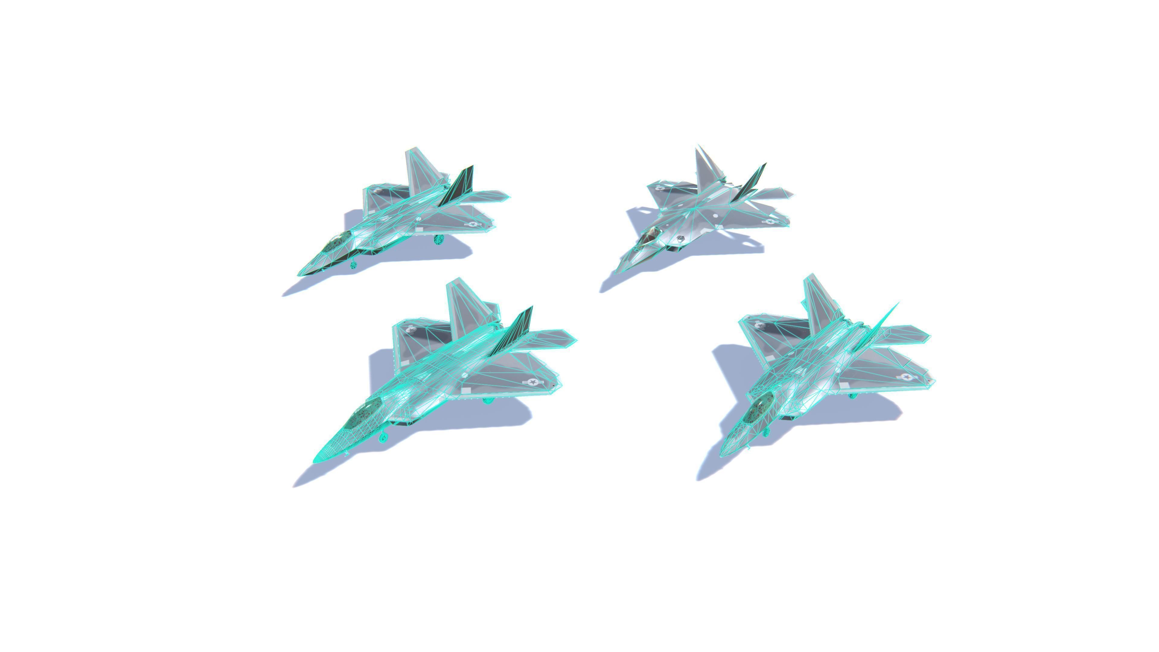 F-22 Raptor Jet Fighter Aircraft Low-poly 3D model_25