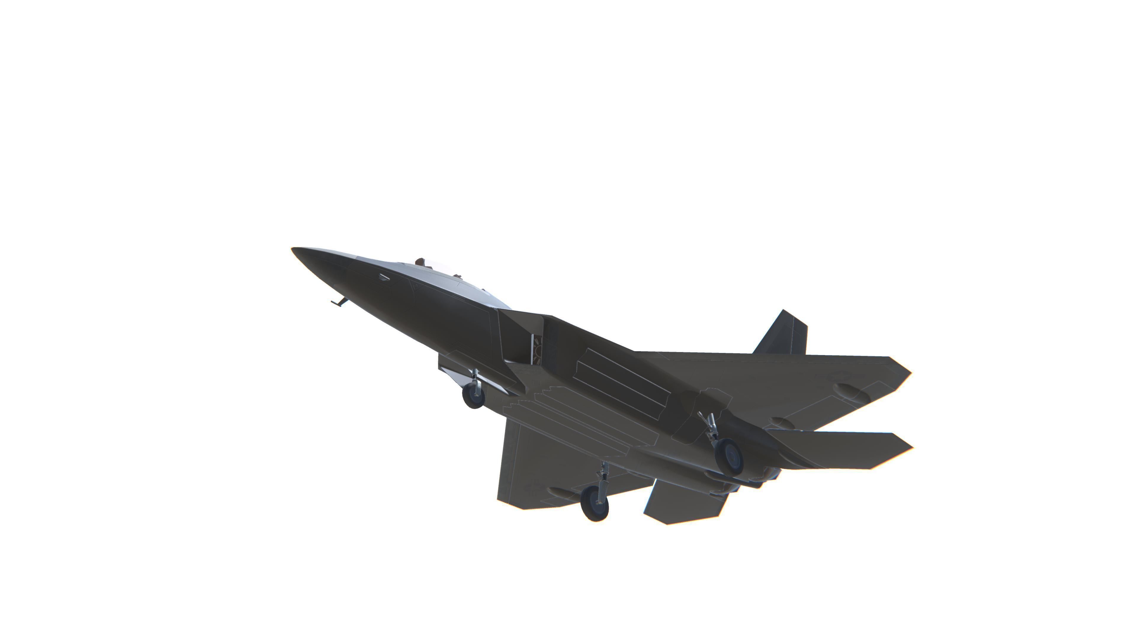 F-22 Raptor Jet Fighter Aircraft Low-poly 3D model_10