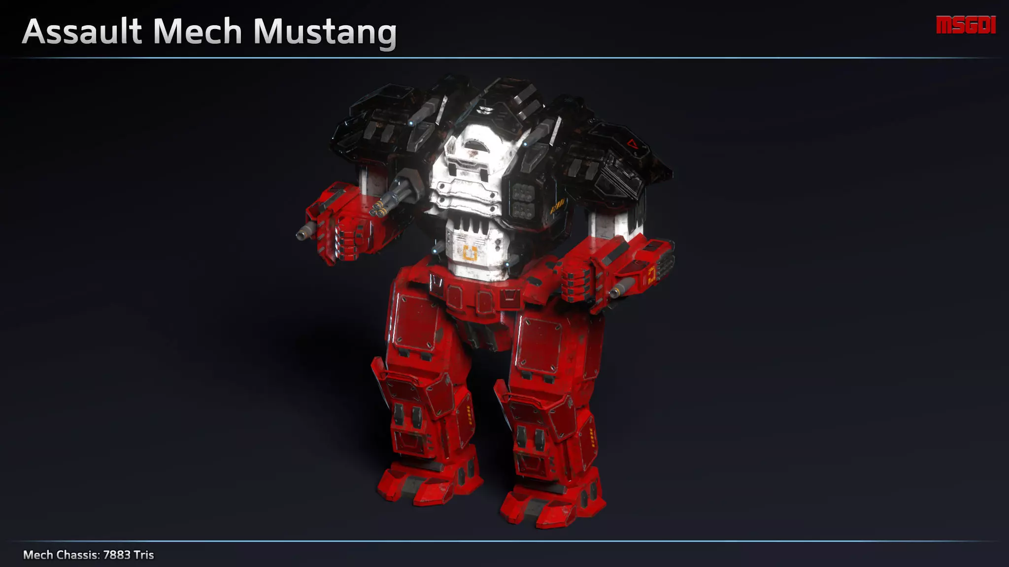 Assault Mech MustangII Low-poly 3D model_0