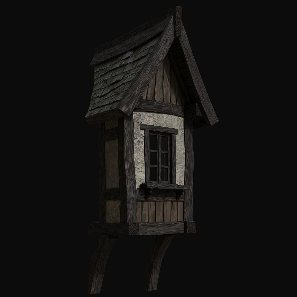 Tudor dormer Low-poly 3D model_16
