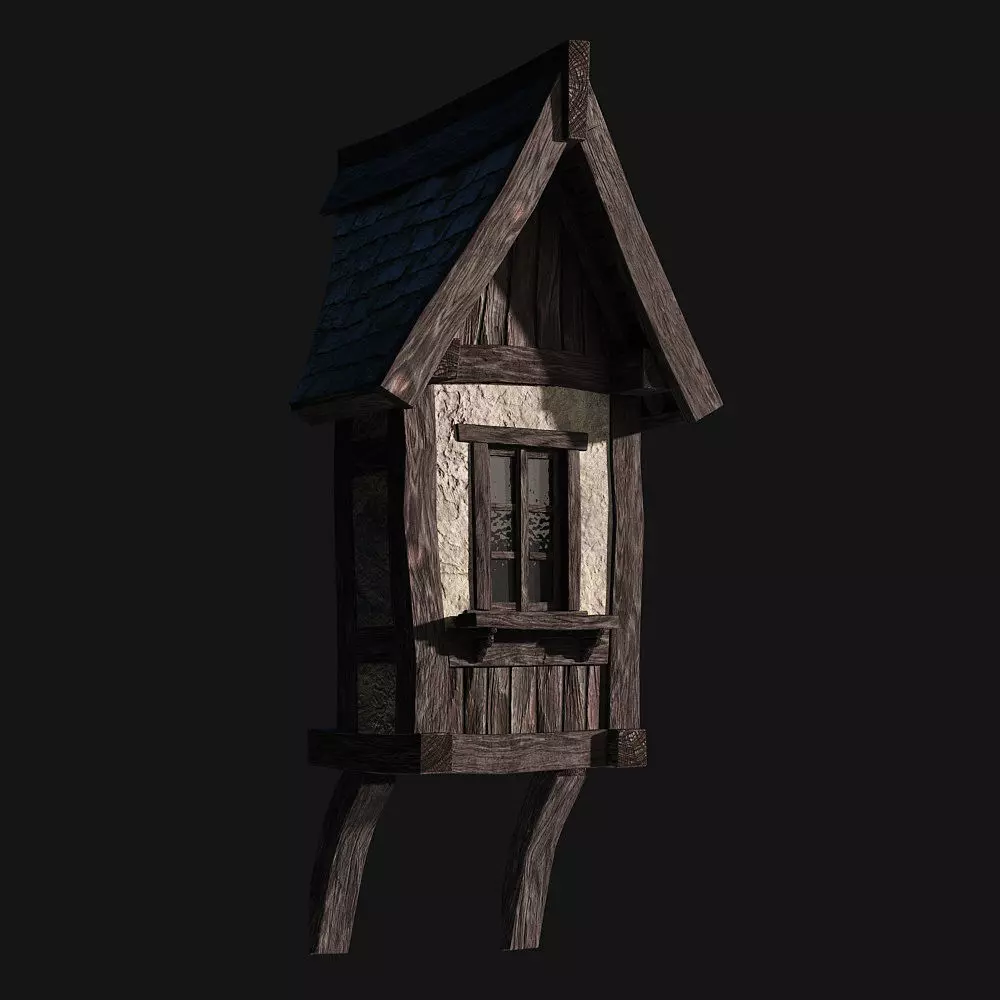 Tudor dormer Low-poly 3D model_0