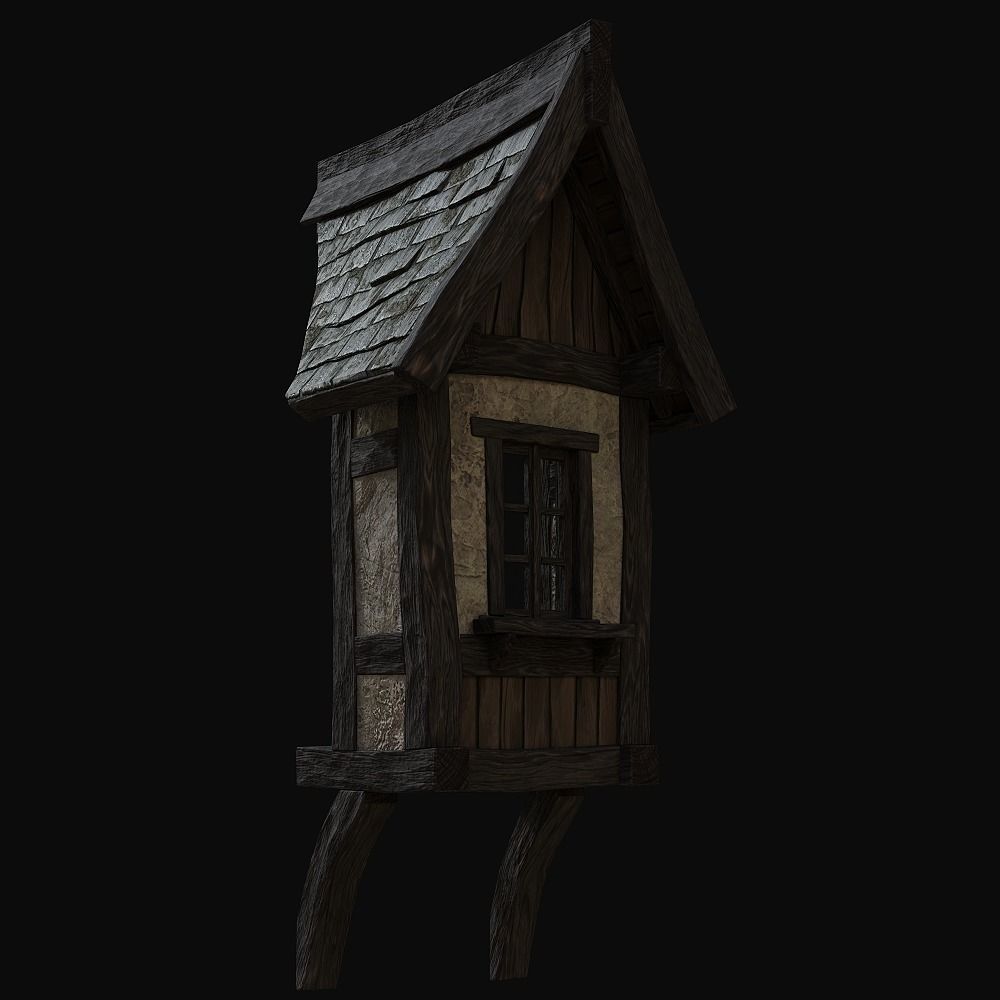 Tudor dormer Low-poly 3D model_15