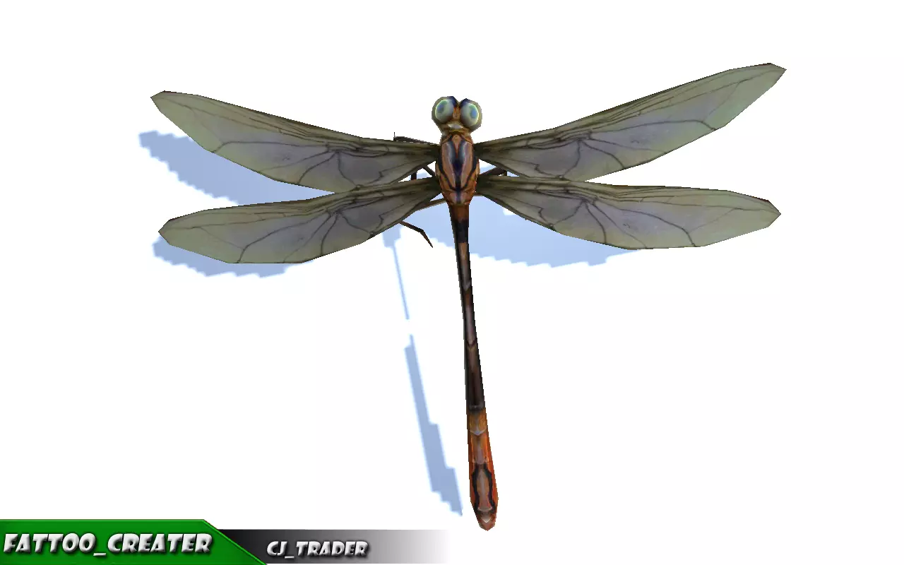 Low-Poly Dragonfly Rigged Animated 3D Model Low-poly 3D model_0