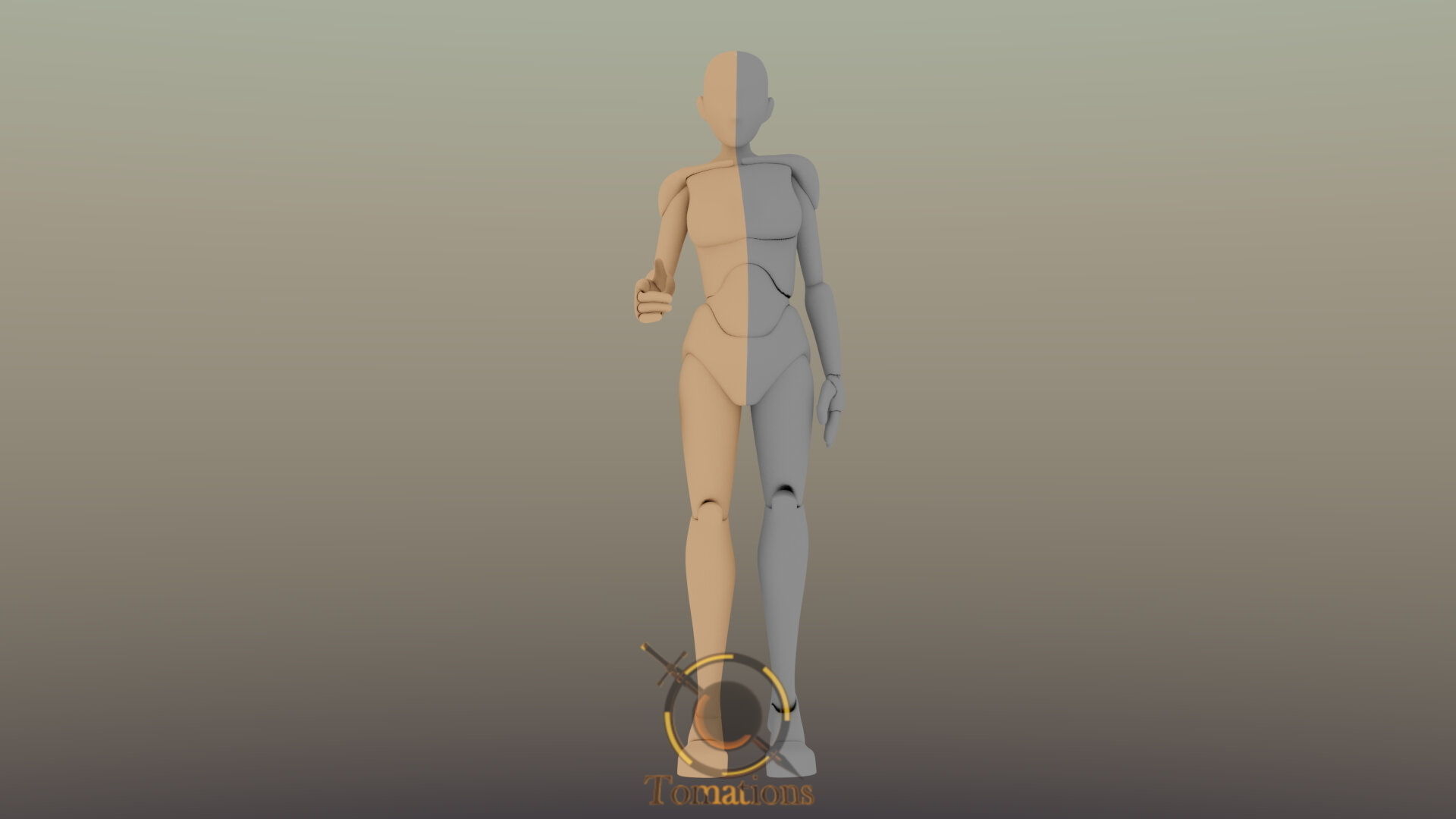 Blender Female Rigged Doll Low-poly 3D model_21