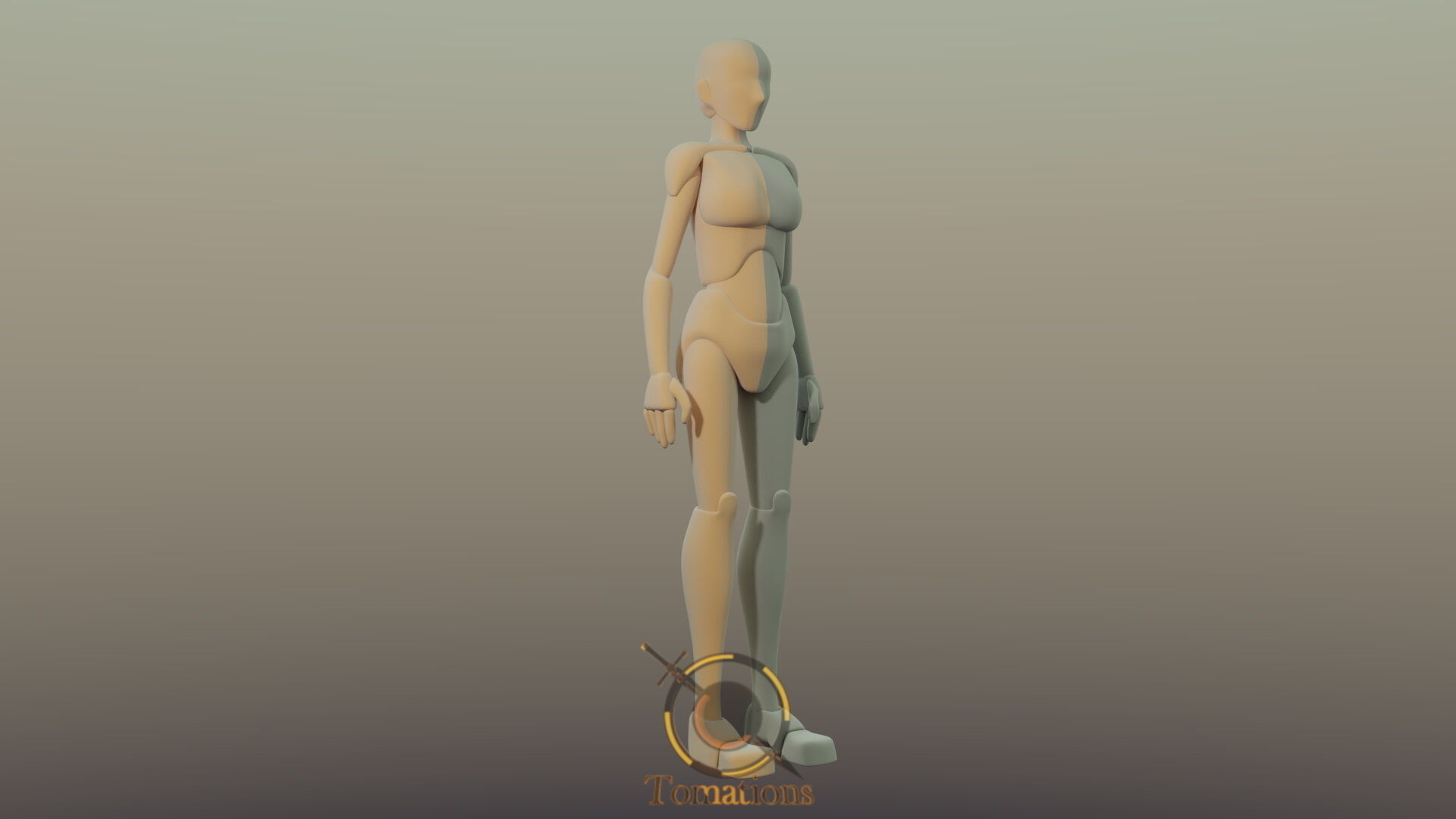 Blender Female Rigged Doll Low-poly 3D model_9