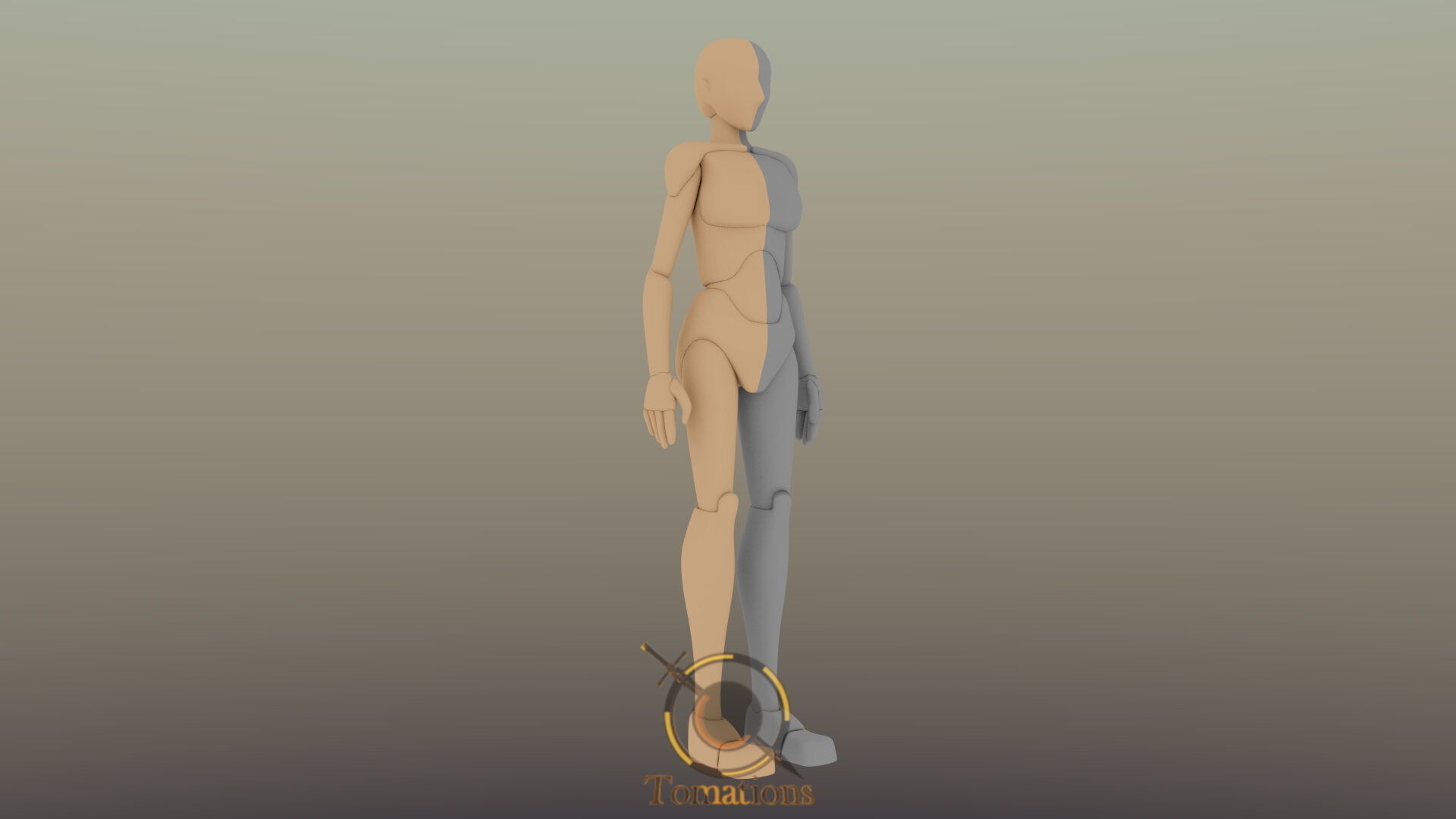 Blender Female Rigged Doll Low-poly 3D model_19