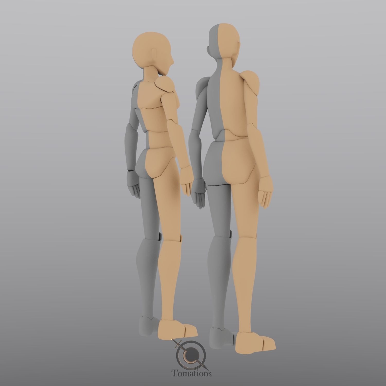 Blender Female Rigged Doll Low-poly 3D model_36