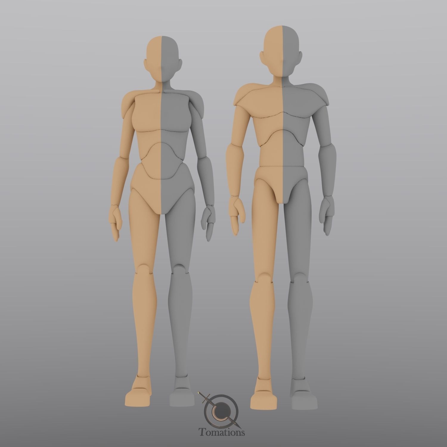 Blender Female Rigged Doll Low-poly 3D model_38