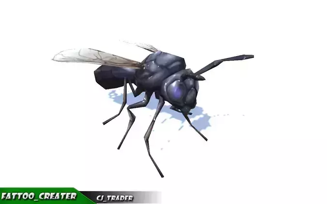 Low-Poly Wasp Insect Rigged Animated 3d model Low-poly 3D model