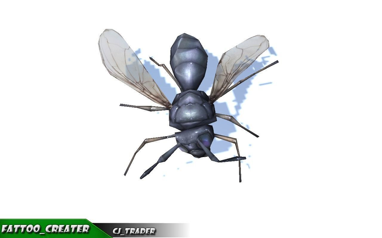 Low-Poly Wasp Insect Rigged Animated 3d model Low-poly 3D model_2