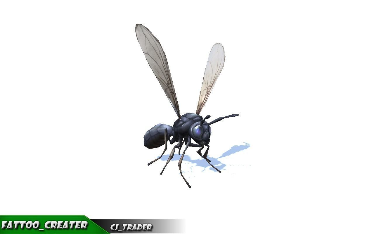 Low-Poly Wasp Insect Rigged Animated 3d model Low-poly 3D model_3