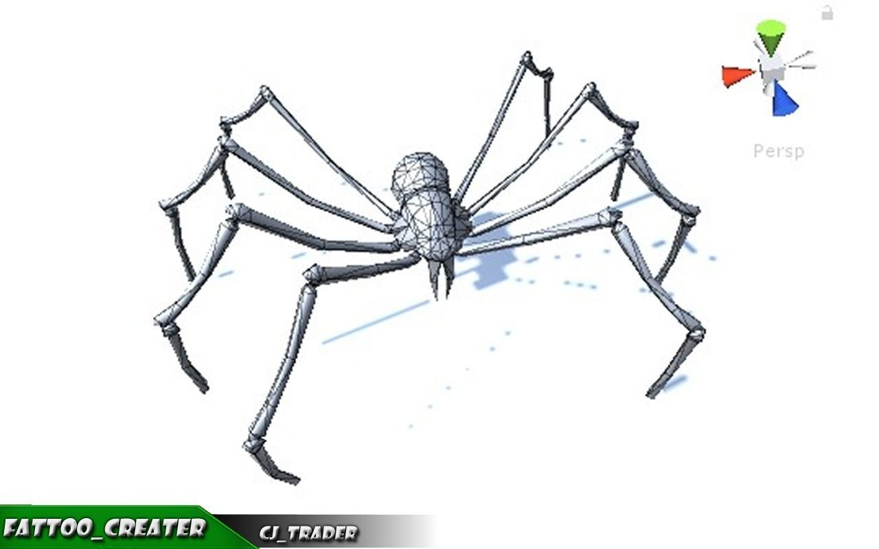 Low-Poly Black Spider Rigged Animated 3d model Low-poly 3D model_6