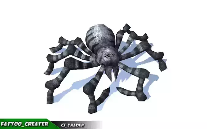 Low-Poly Black Evil Spider Rigged Animated 3d model Low-poly 3D model