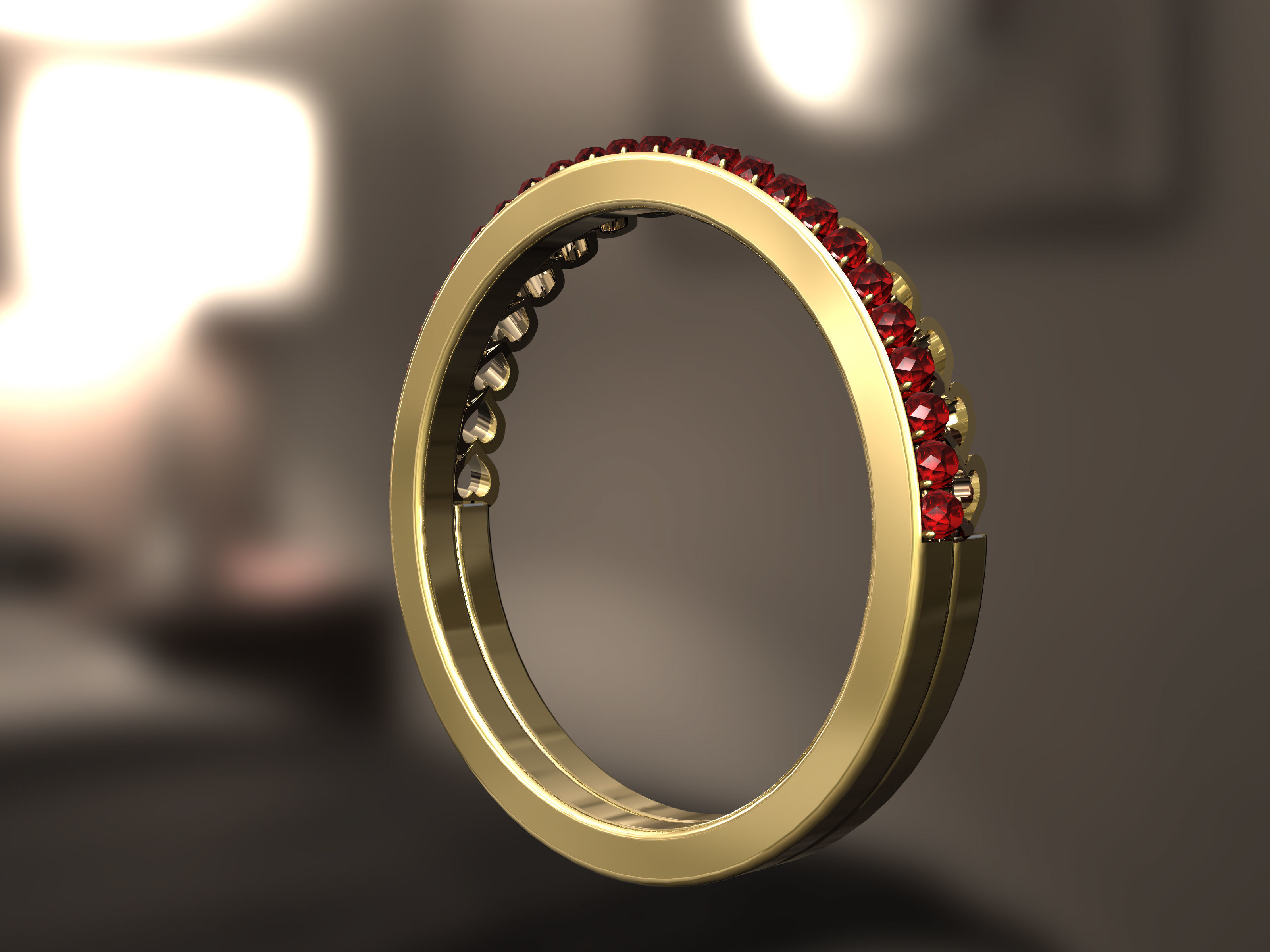 Multi hearts with diamonds Ring 3D print model_4
