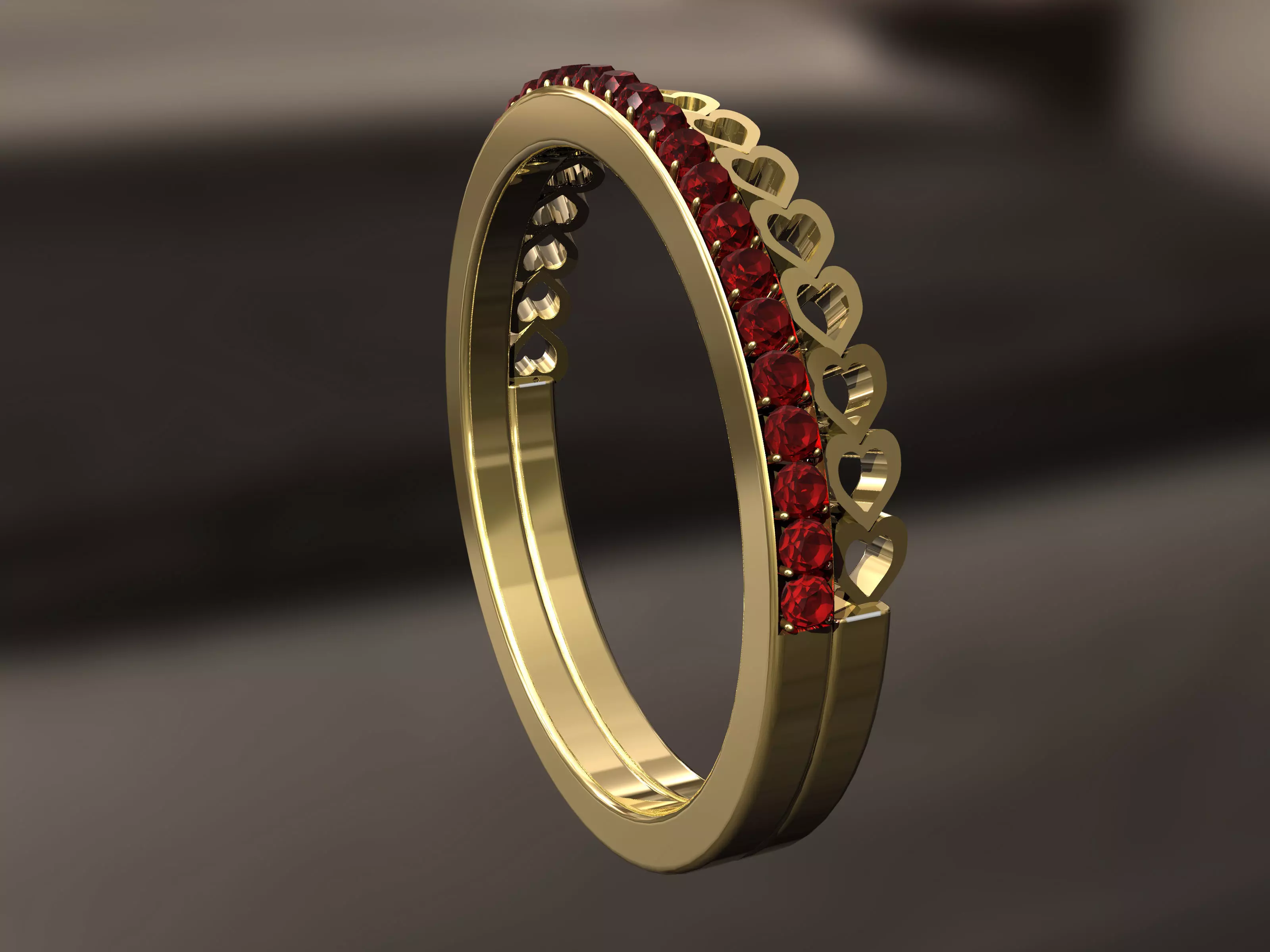 Multi hearts with diamonds Ring 3D print model_0