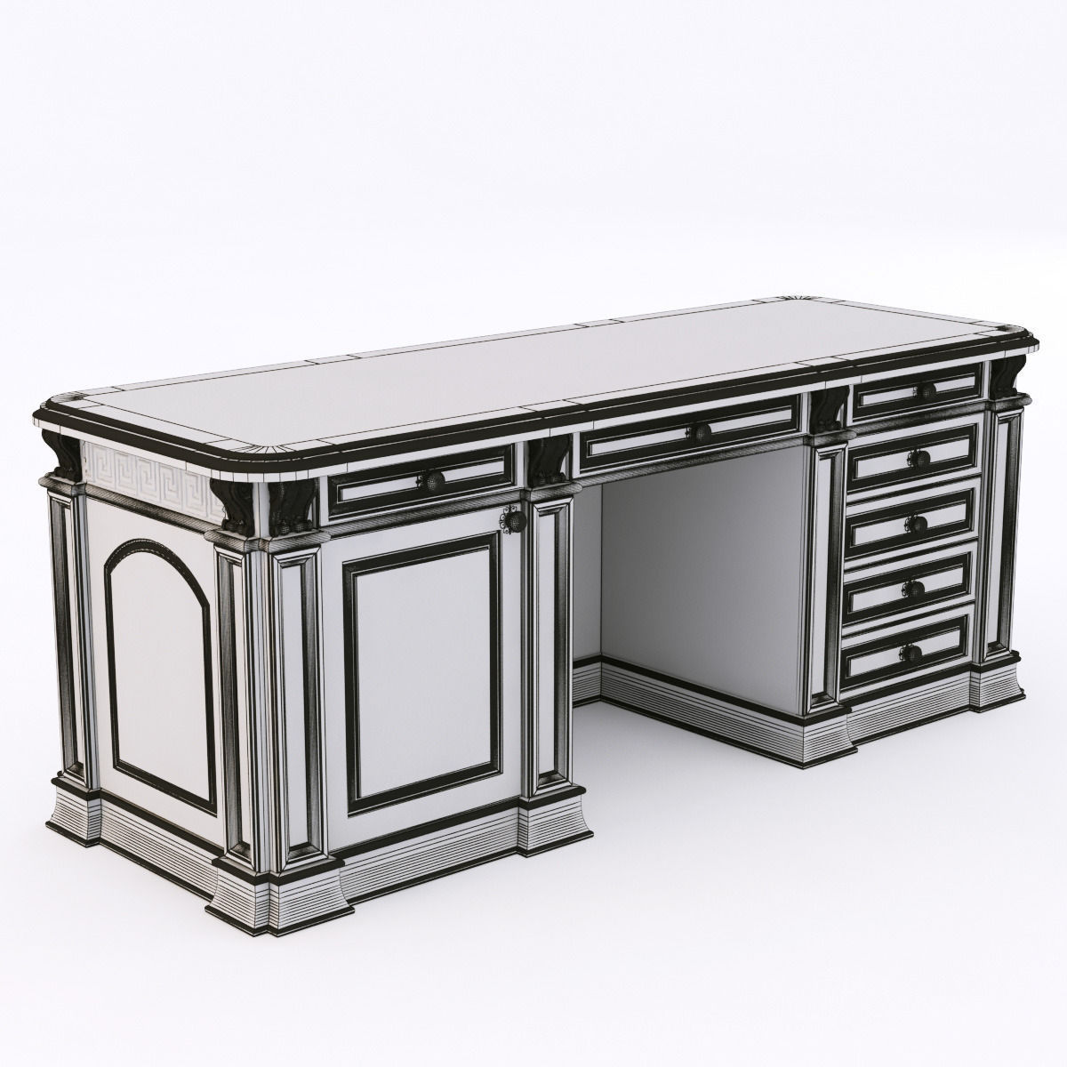 classical writing table 3D model_6