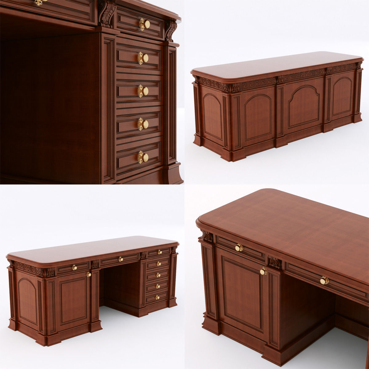 classical writing table 3D model_1