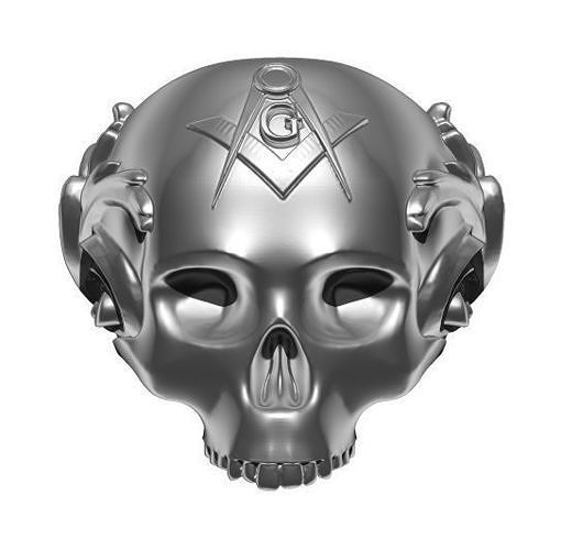 Carved Pattern Masonic ring with a skull 3d model printing print 3D print model