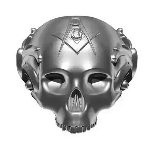 Carved Pattern Masonic ring with a skull 3d model printing print