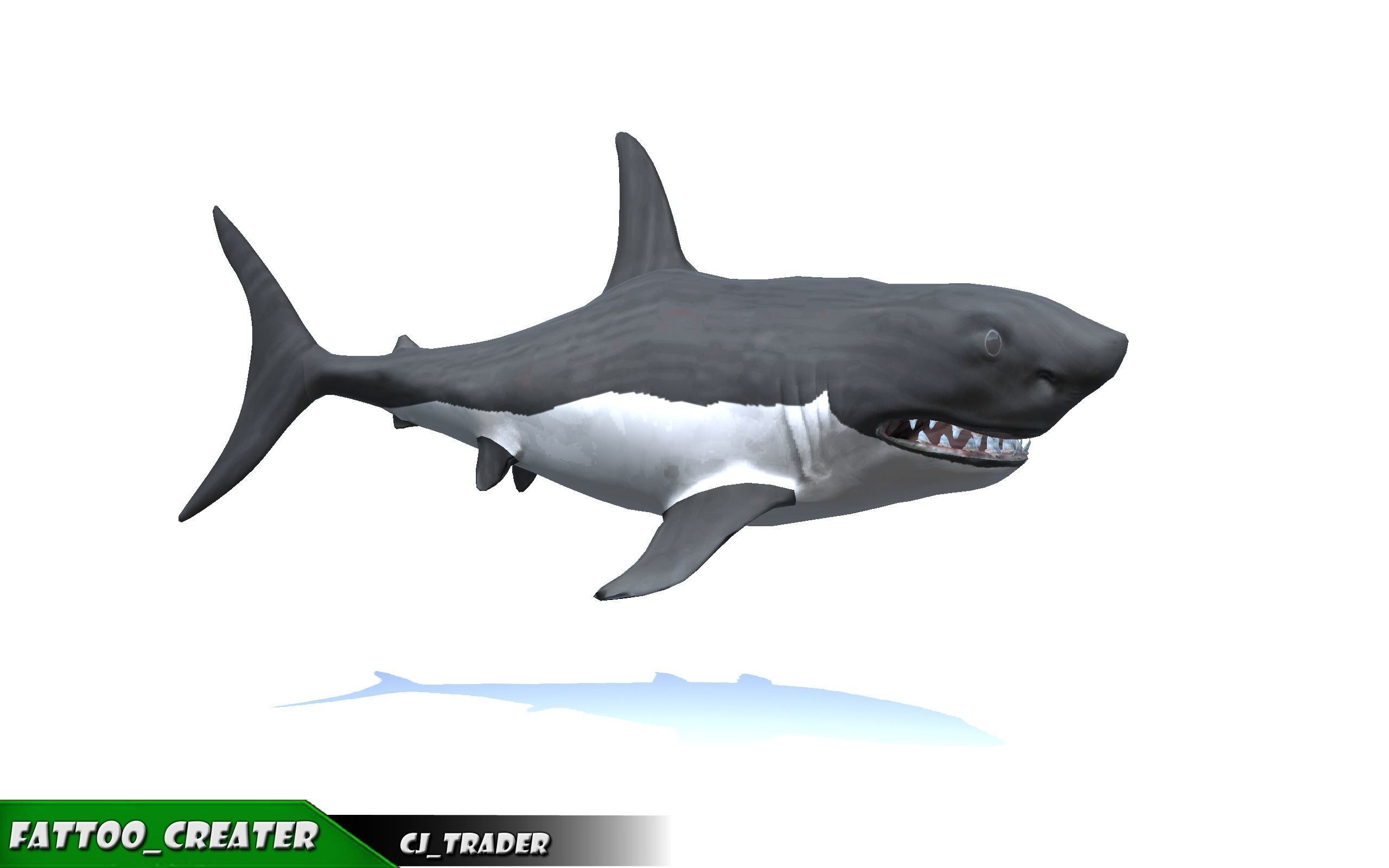 Low-Poly Killer Shark Rigged Animated 3D model Low-poly 3D model_4
