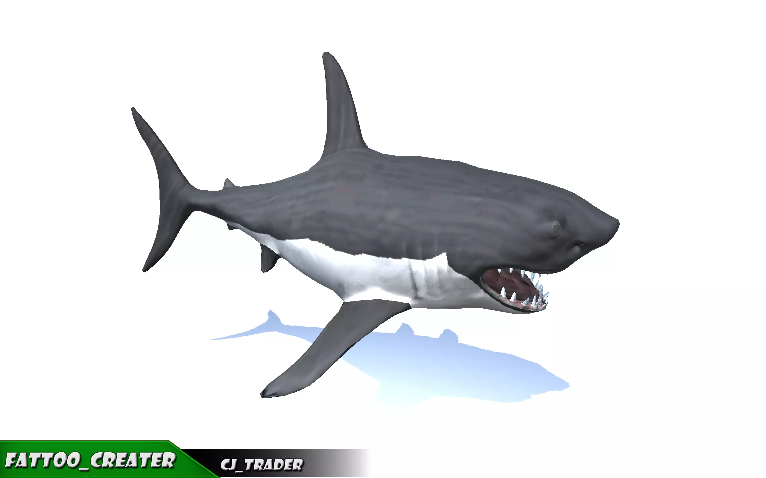 Low-Poly Killer Shark Rigged Animated 3D model Low-poly 3D model_0