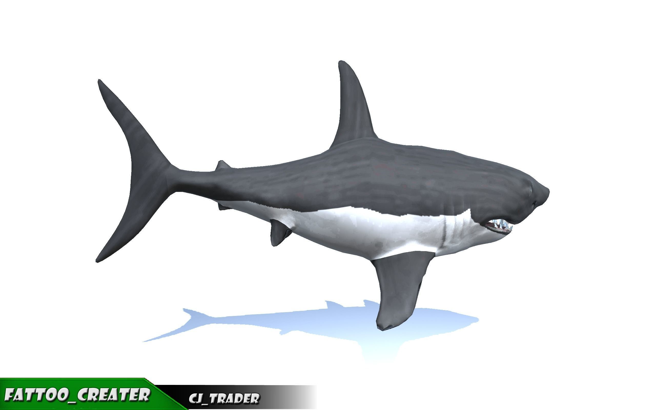 Low-Poly Killer Shark Rigged Animated 3D model Low-poly 3D model_2