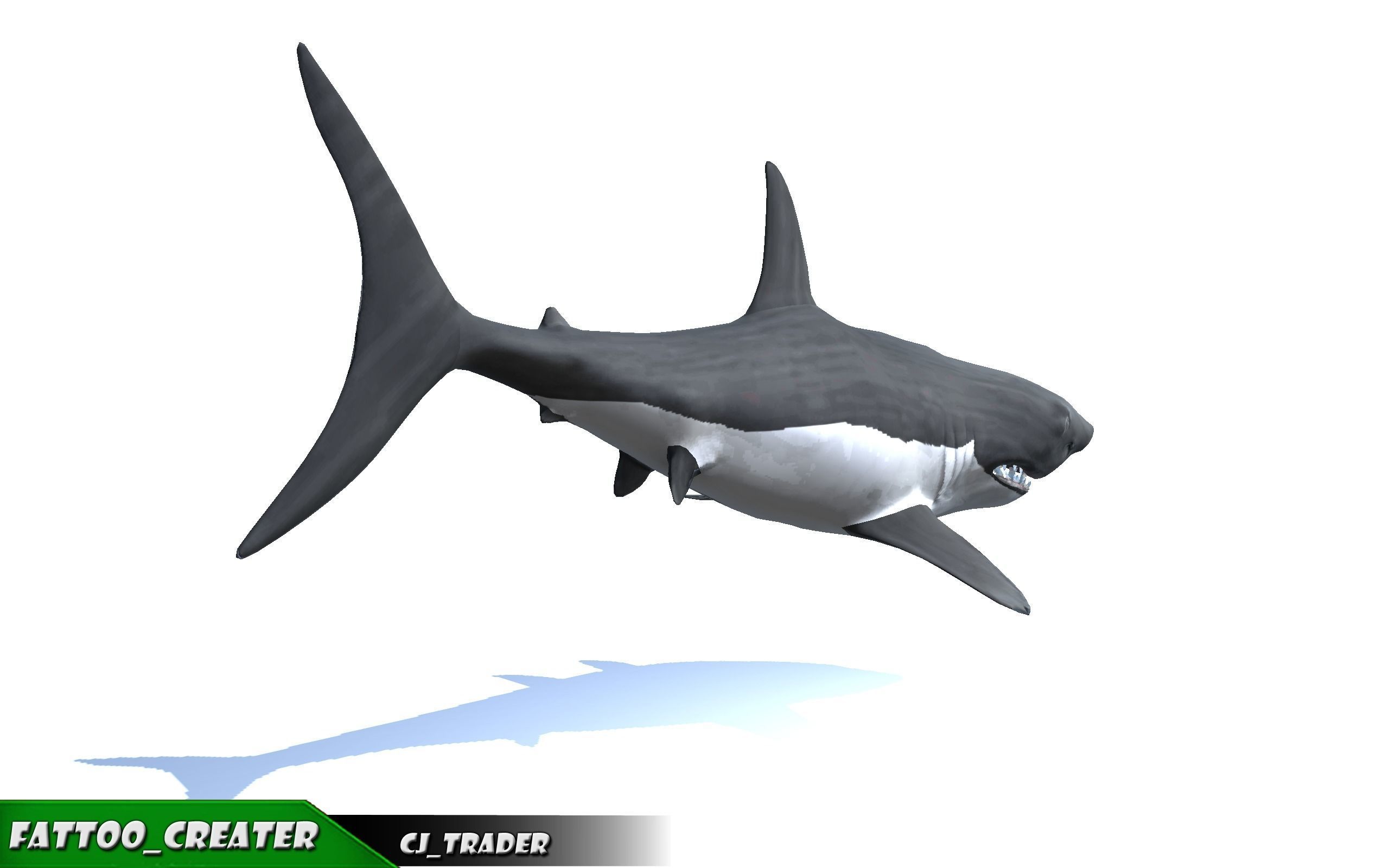Low-Poly Killer Shark Rigged Animated 3D model Low-poly 3D model_5