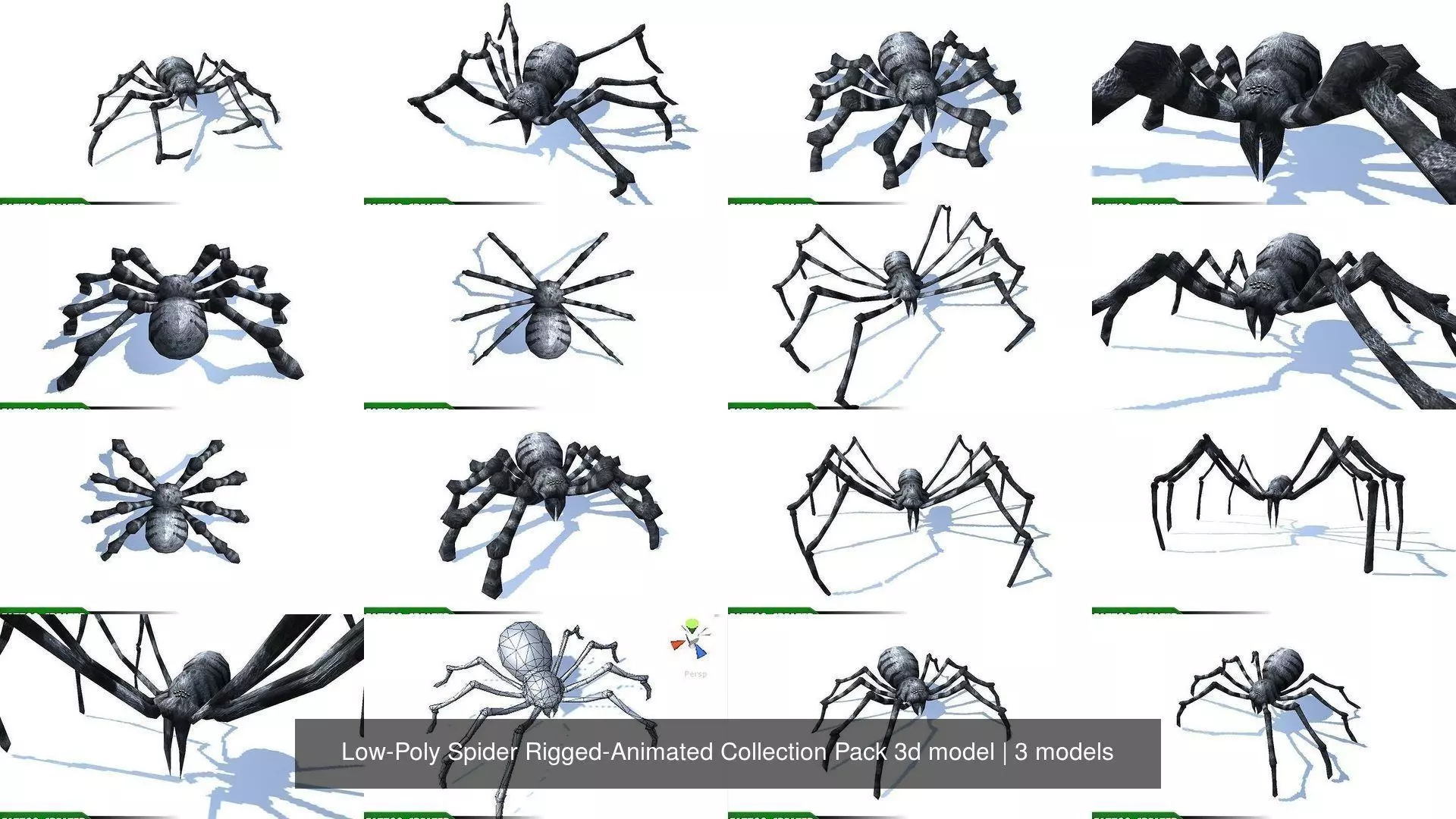 Low-Poly Spider Rigged-Animated Collection Pack 3d model _1