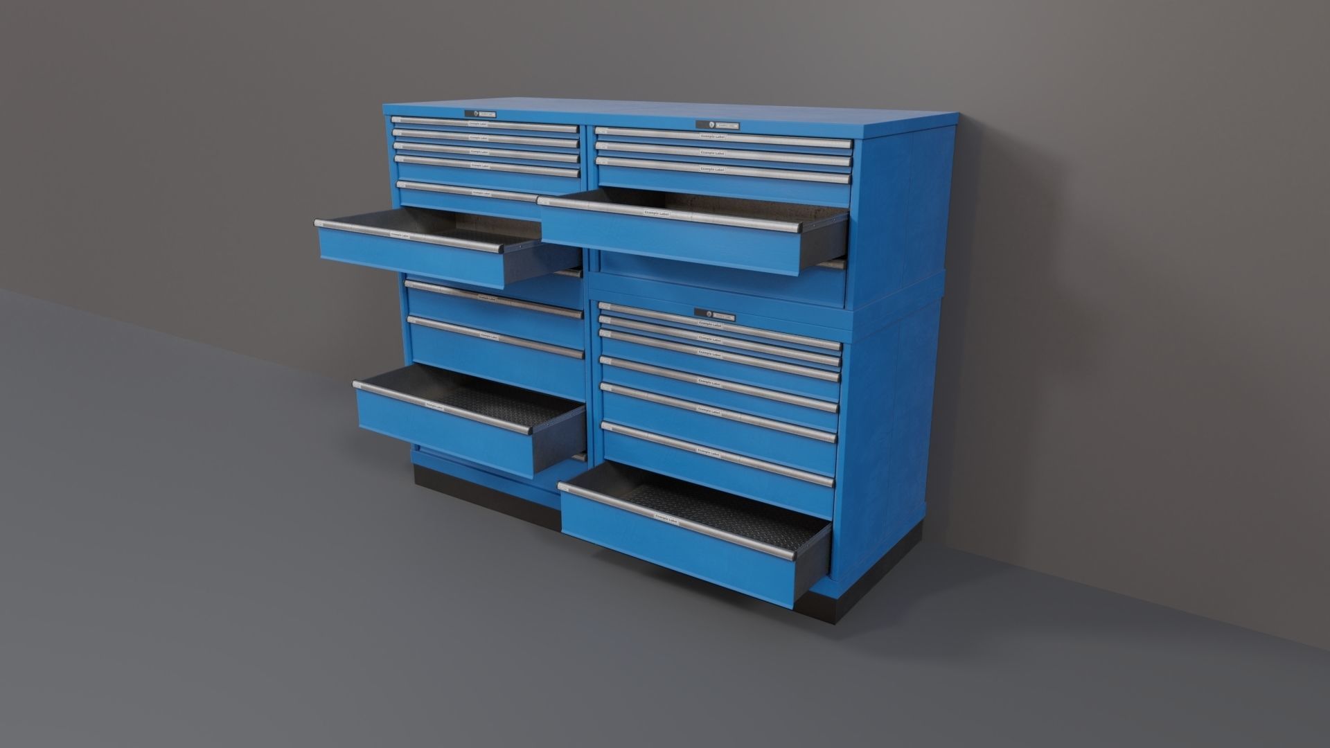 Industrial Workshop Bumped Cabinets Drawers PBR Low-poly 3D model_16