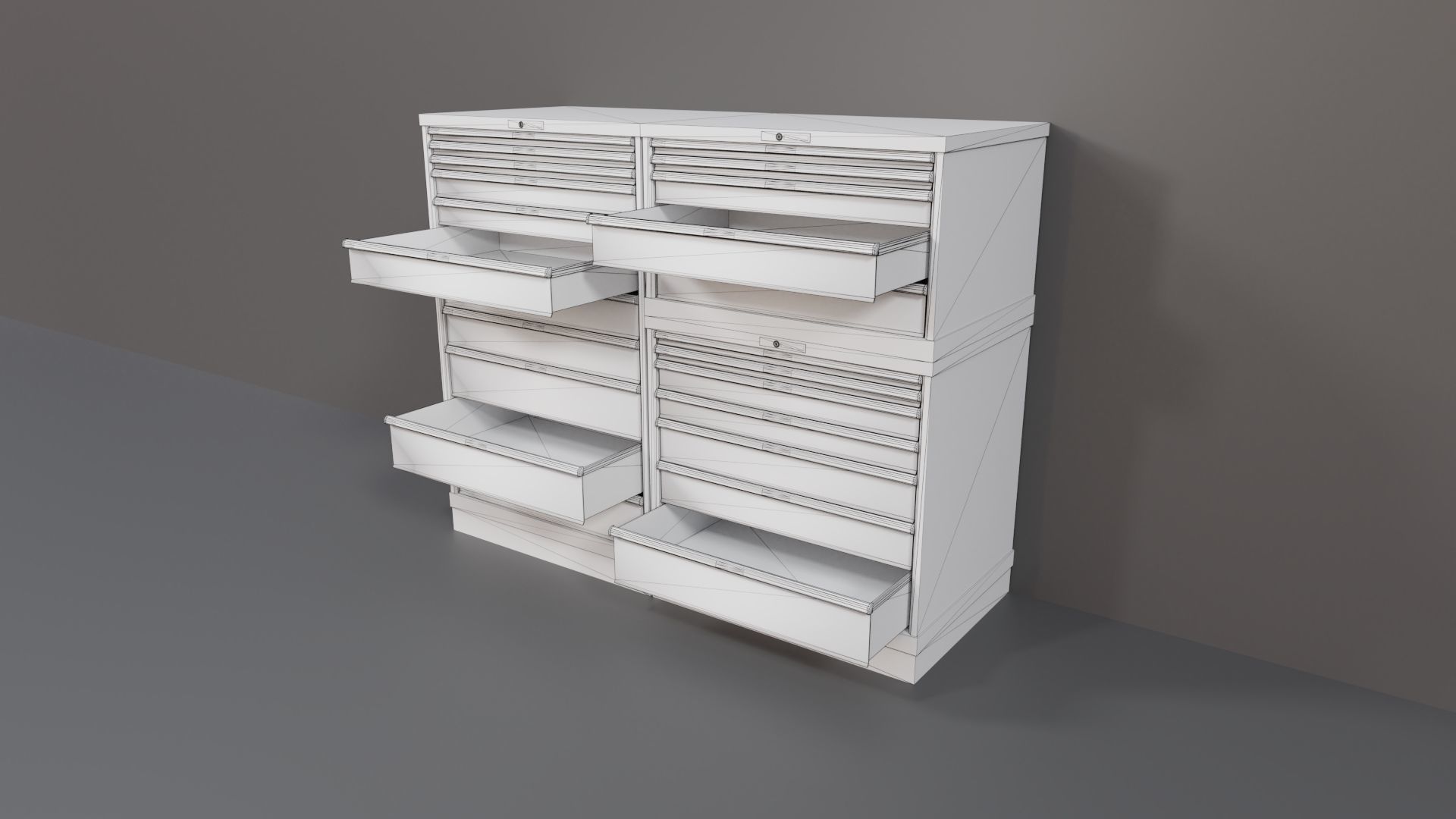 Industrial Workshop Bumped Cabinets Drawers PBR Low-poly 3D model_18