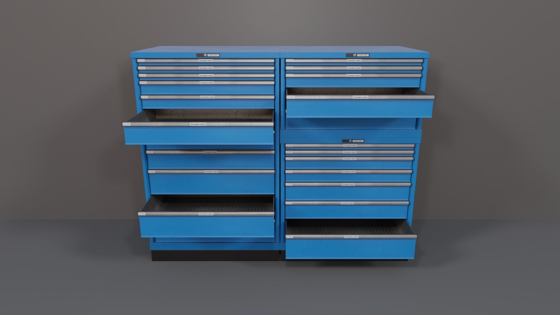 Industrial Workshop Bumped Cabinets Drawers PBR Low-poly 3D model_10