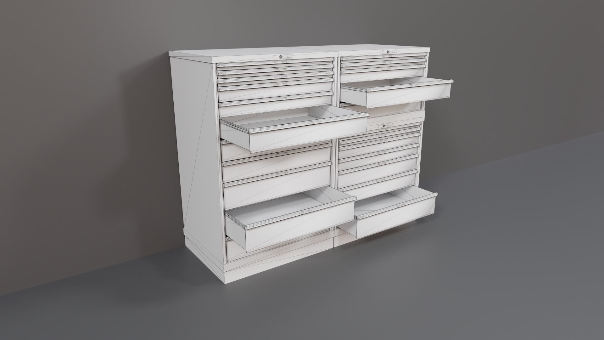 Industrial Workshop Bumped Cabinets Drawers PBR Low-poly 3D model_6