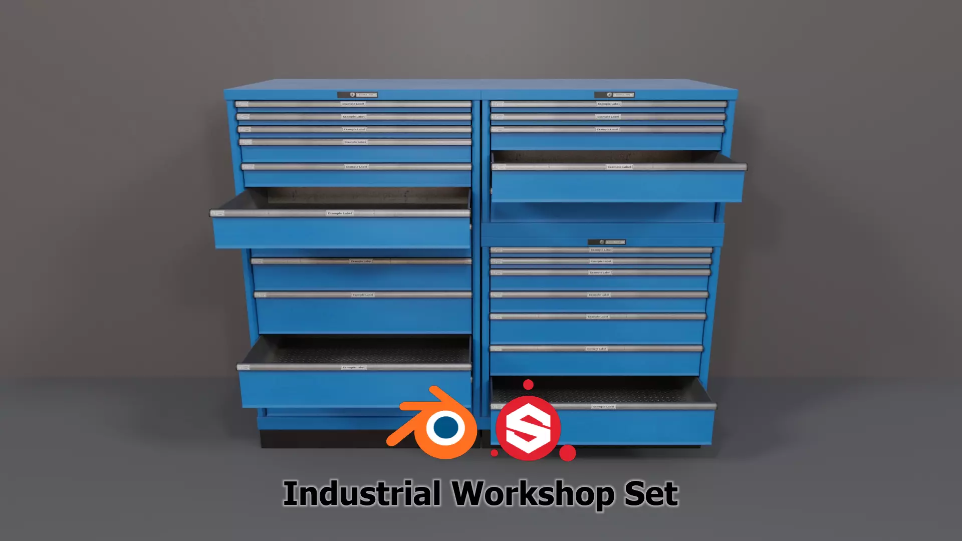 Industrial Workshop Bumped Cabinets Drawers PBR Low-poly 3D model_0