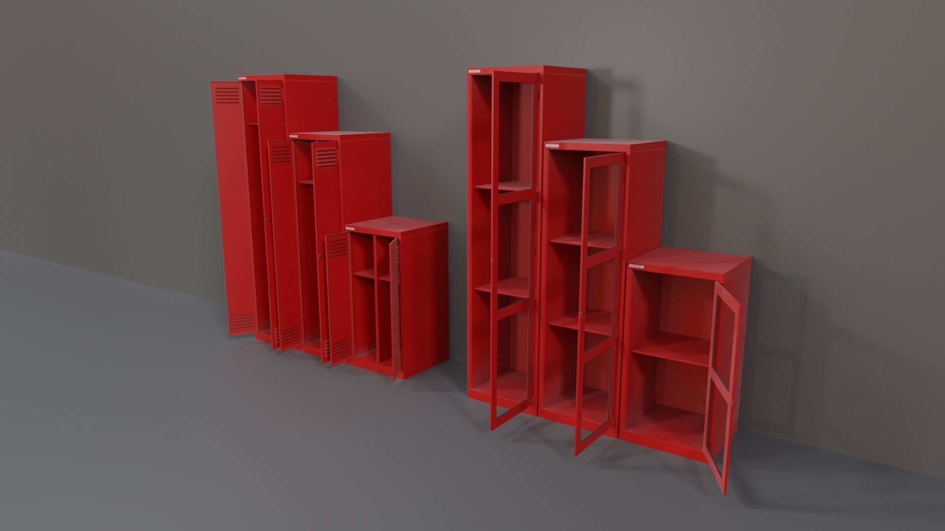 Industrial Workshop Narrow Basic Cabinets Special PBR Low-poly 3D model_17