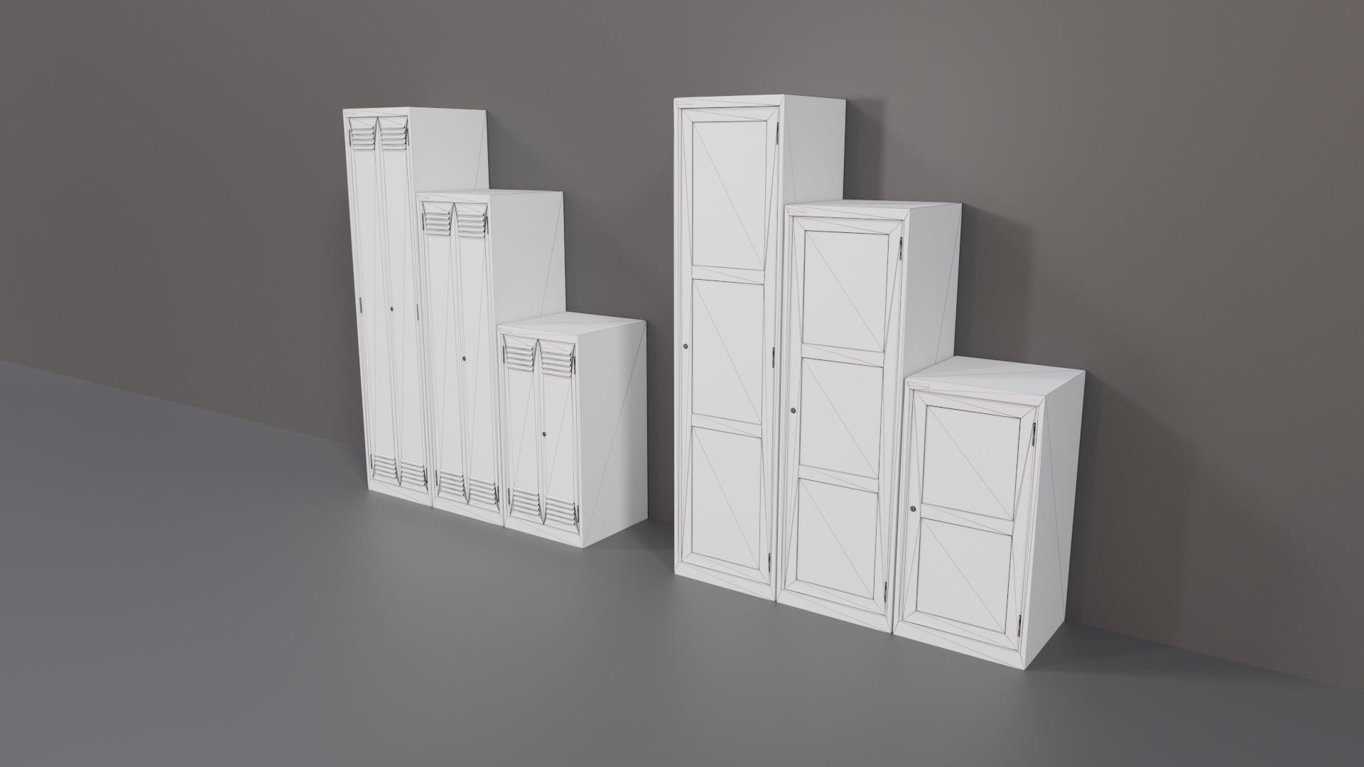 Industrial Workshop Narrow Basic Cabinets Special PBR Low-poly 3D model_15