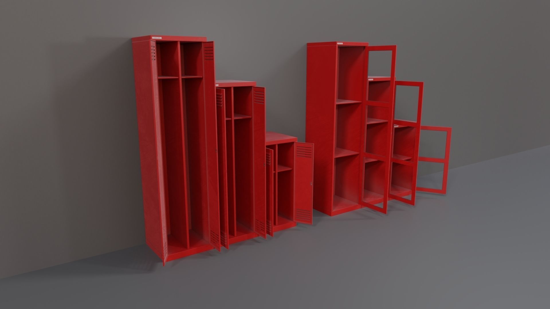 Industrial Workshop Narrow Basic Cabinets Special PBR Low-poly 3D model_5