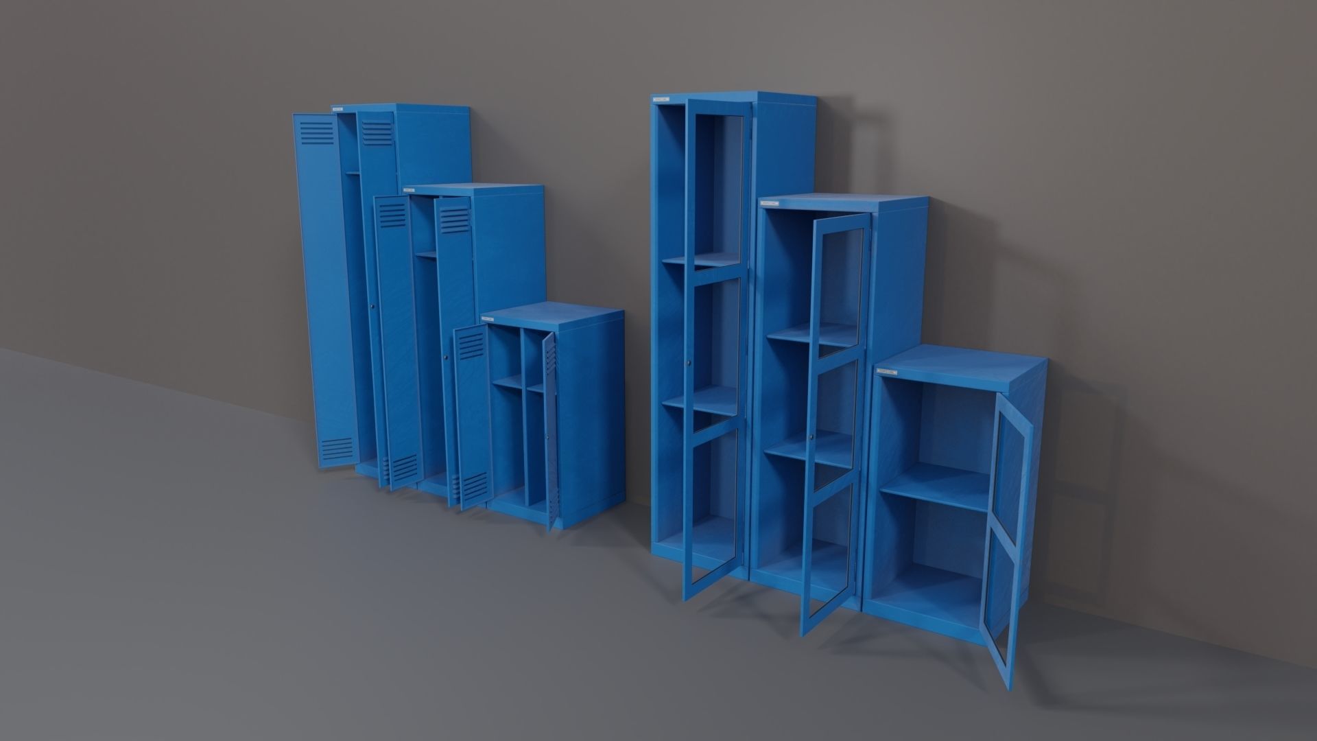 Industrial Workshop Narrow Basic Cabinets Special PBR Low-poly 3D model_16