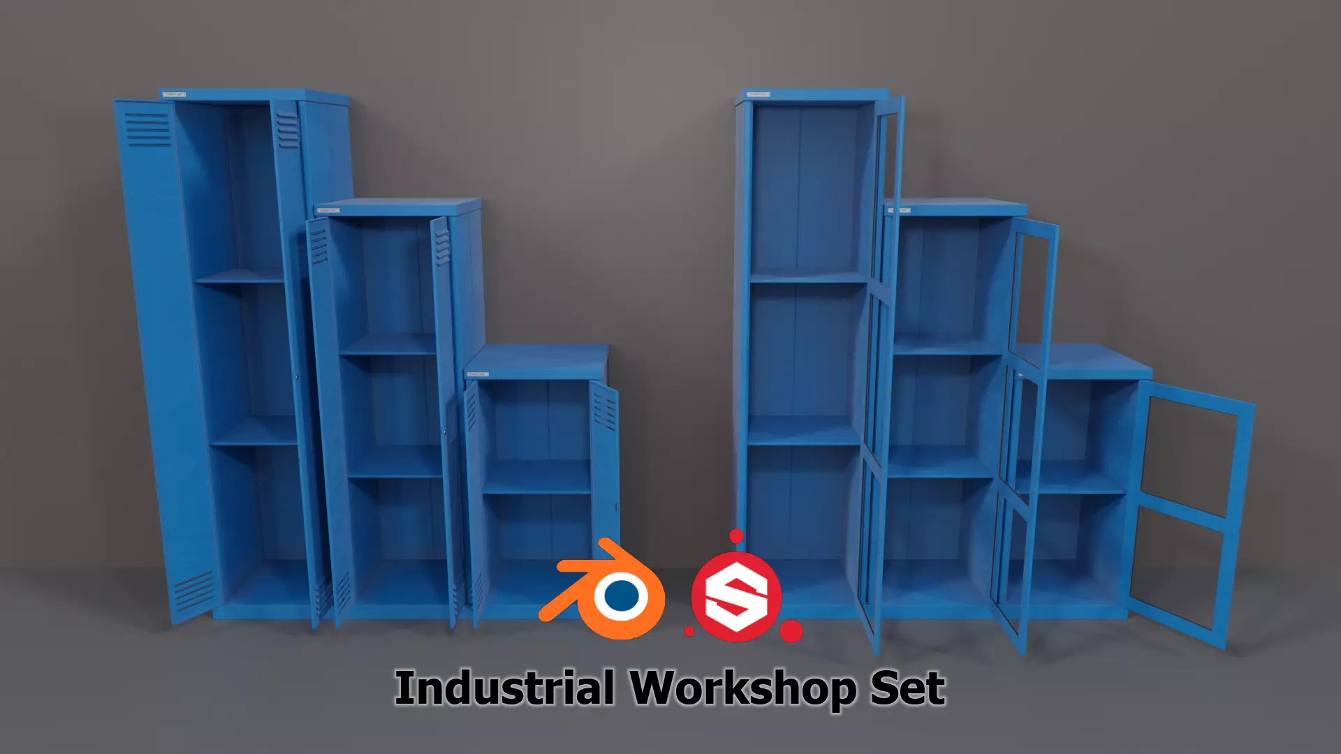 Industrial Workshop Narrow Bumped Cabinets Special PBR Low-poly 3D model