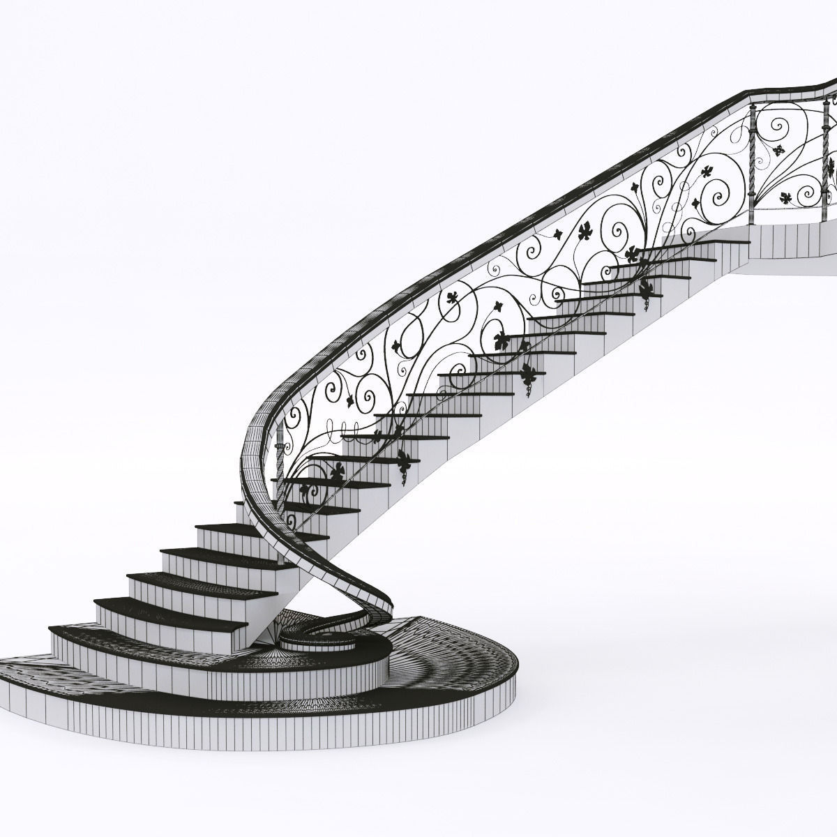 classical staircase 4 3D model_4