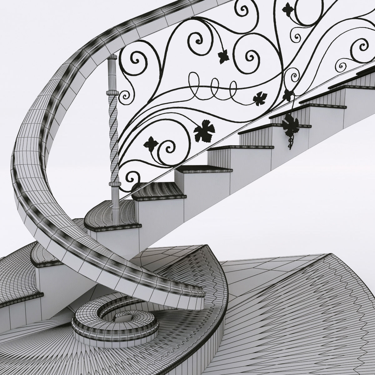 classical staircase 4 3D model_8