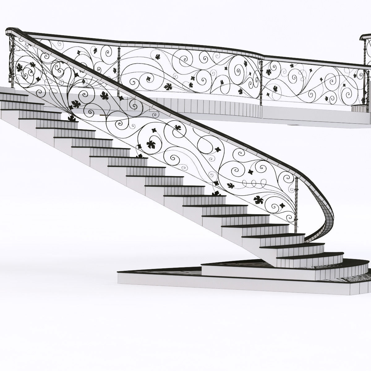 classical staircase 4 3D model_9