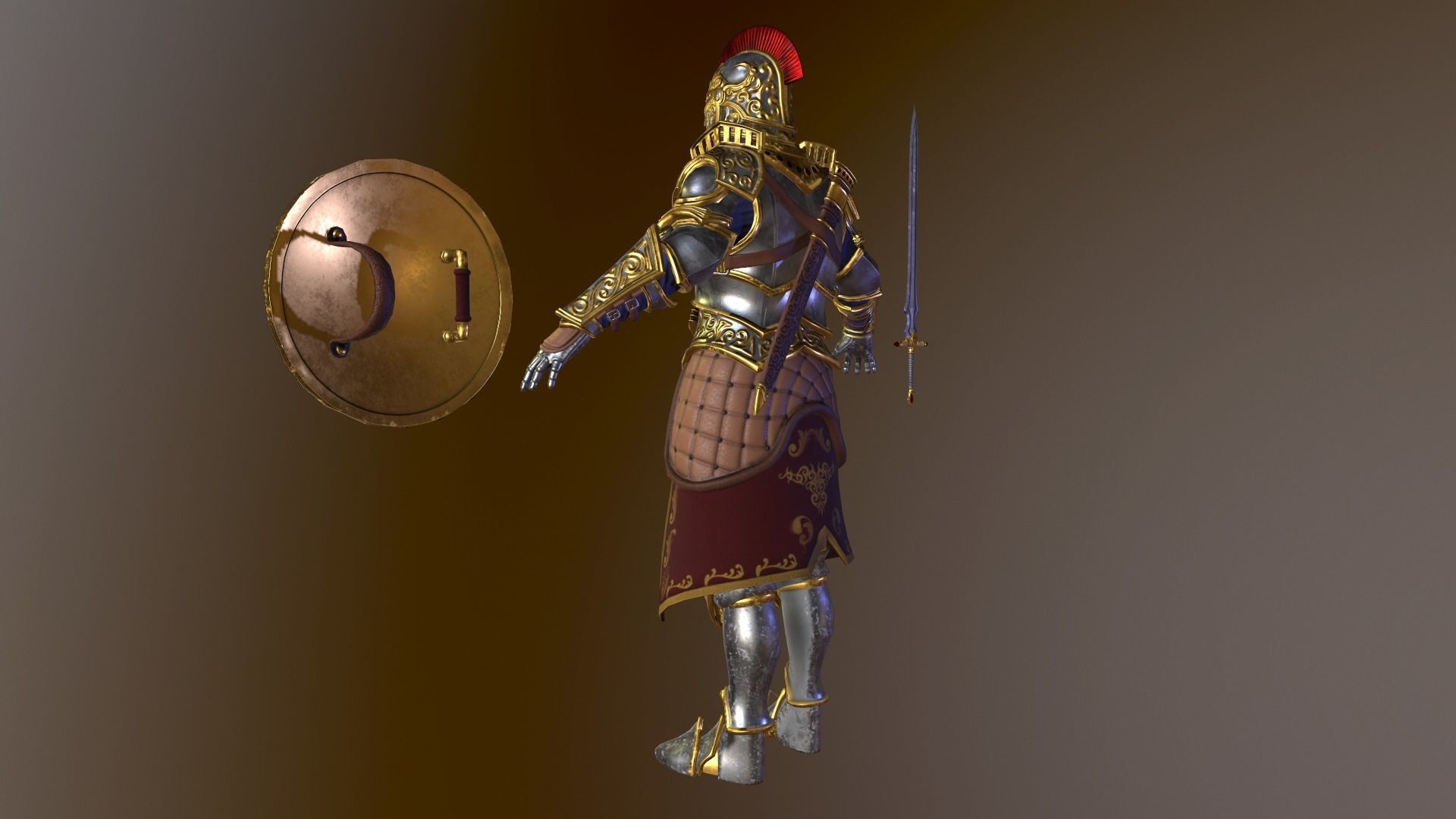 Knight in armor Low-poly 3D model_8