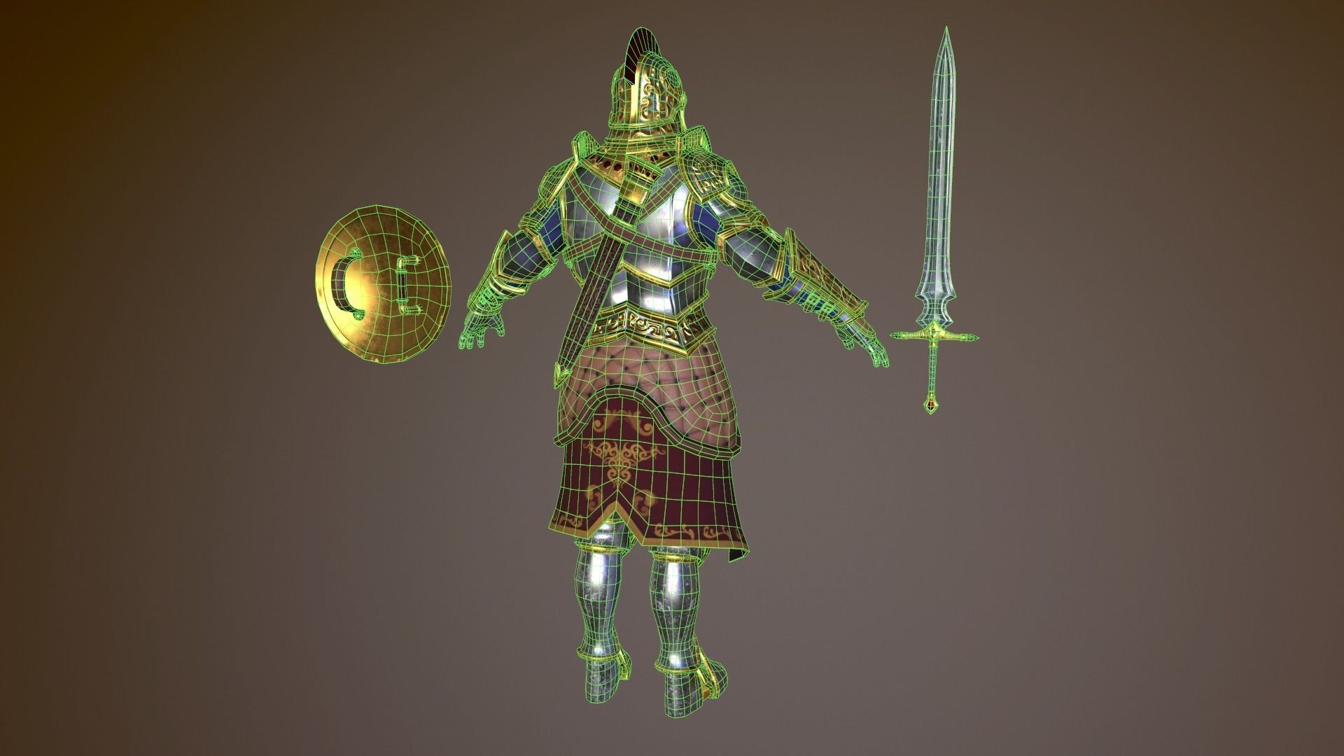 Knight in armor Low-poly 3D model_13